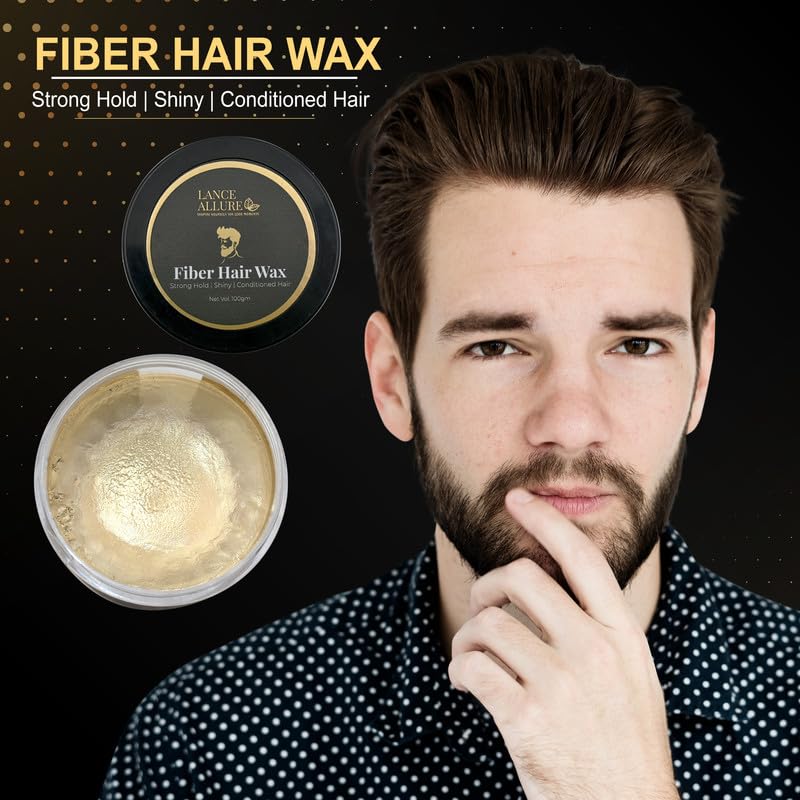 Lance Allure Fiber Hair Wax - Strong Hold Styling Wax with Amla & Rosemary Extract for Shiny, Conditioned Hair (100ml) | Perfect for Men's Grooming, Textured Hairstyles & Daily Styling