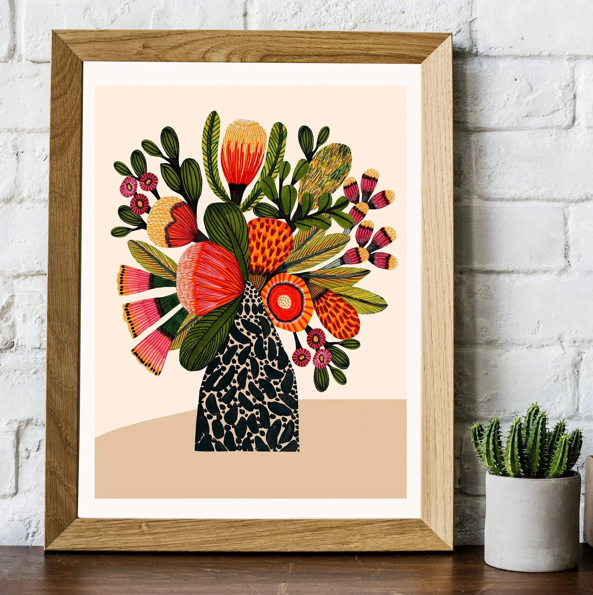 Australian Bush Flower Wall Art Print - Vibrant Floral Canvas Decor for Living Room, Bedroom & Office - Perfect for Home & Office Decor