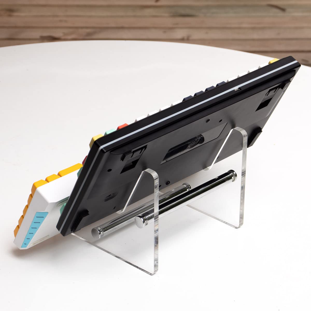 2-Tier Clear Acrylic Keyboard Display Stand - Dual Layer Mechanical Keyboard Holder & Tablet Stand for Desk Organization | Perfect for Gaming Setups, Office Workspaces, and Displaying Picture Frames