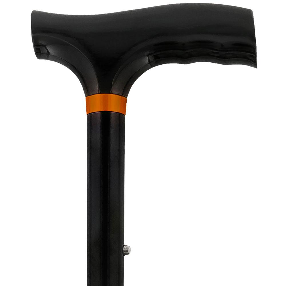 Adjustable Folding Cane with T-Shaped Handle for Seniors - Lightweight Black Mobility Aid for Walking Support (Scratch & Dent) - Perfect for Travel, Hiking, and Daily Use