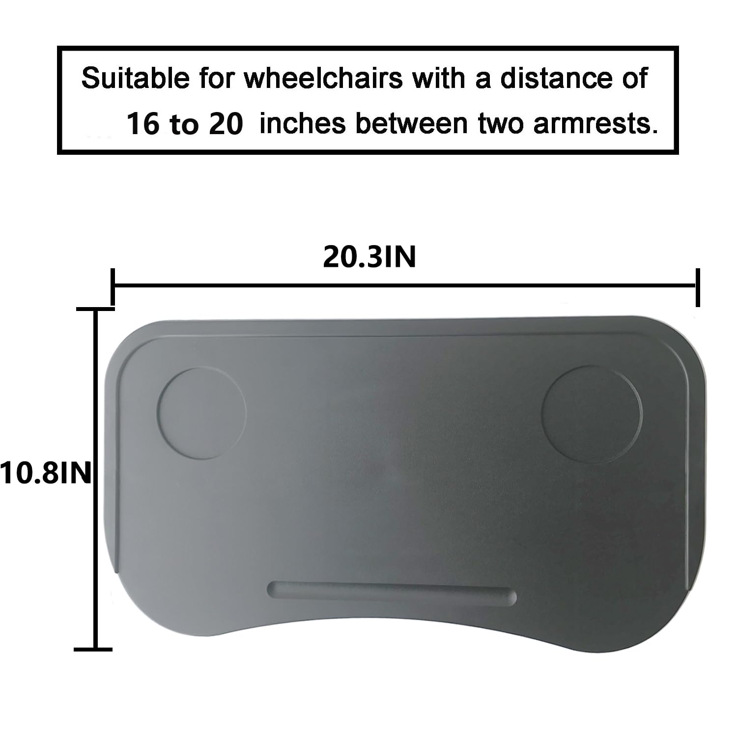 Adjustable Wheelchair Tray Table with Cup Holder & Secure Straps - Removable Lap Desk for Eating, Reading, Working (Fits 16