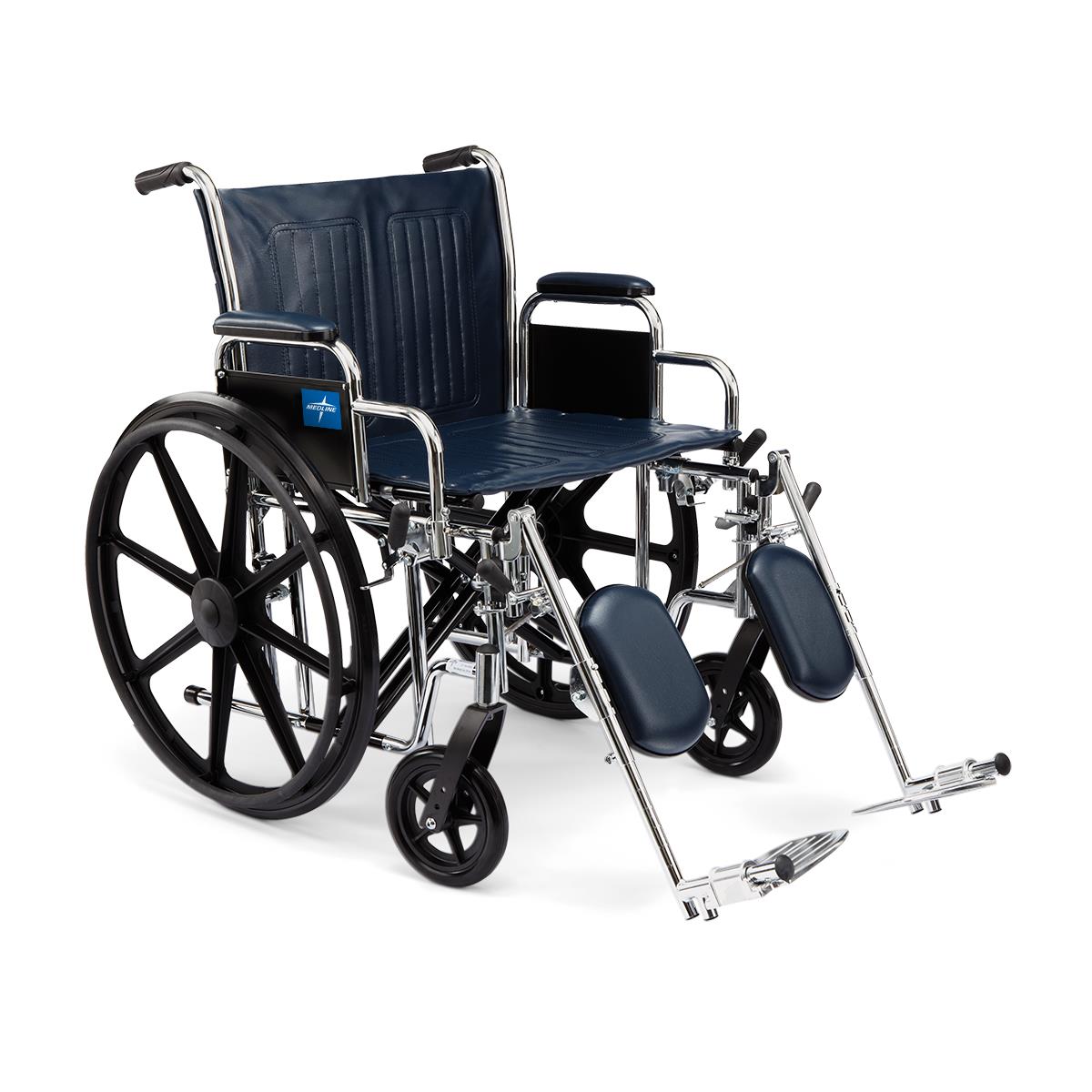 Excel Heavy Duty Wheelchair with Removable Arms & Detachable Elevating Legrests - 24 Inch Black - Ideal for Home, Hospital & Outdoor Mobility