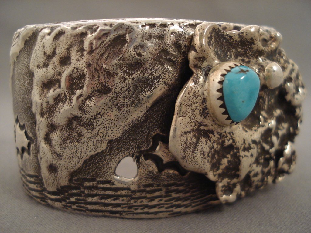 111g Heavy Sterling Silver Navajo Turquoise Bracelet - Authentic Native American Jewelry for Women, Boho Fashion & Gift Giving