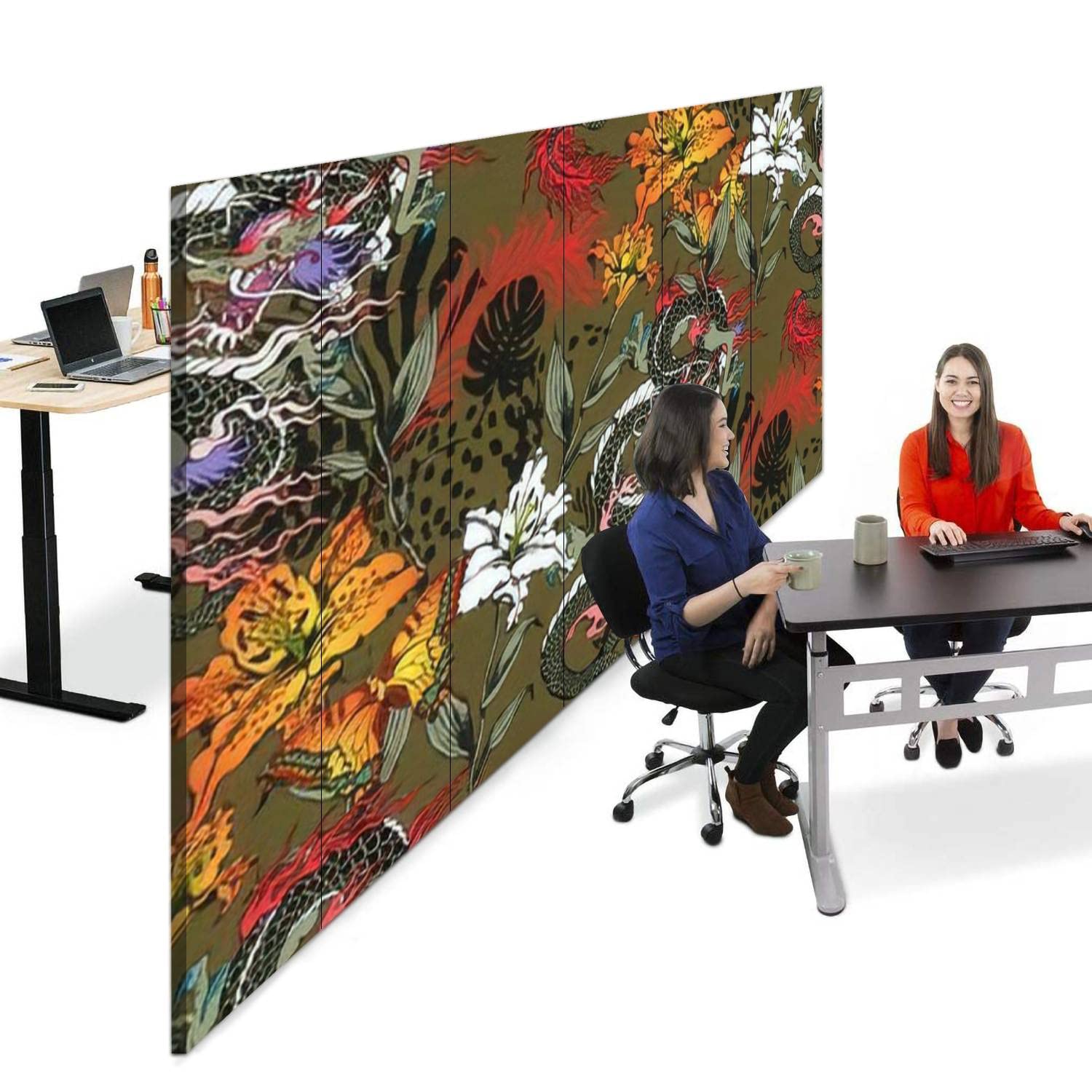 Asian Dragon Canvas Room Divider Screen - 6 Panel Folding Privacy Partition for Bedroom, Living Room & Office | Fabric Room Separator & Wall Divider for Home Decor