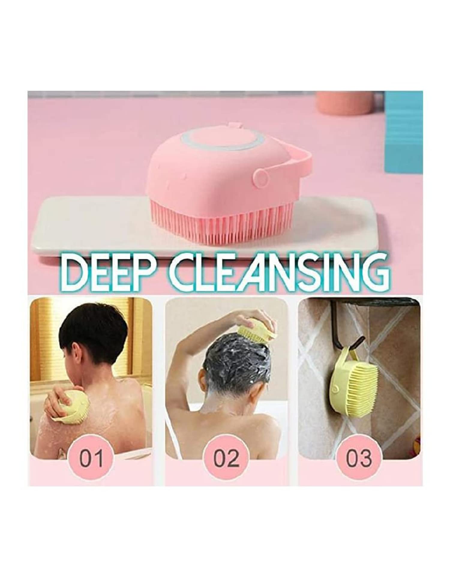 SR Silicone Body Back Scrubber - 5 Inch Pink Exfoliating Brush for Shower & Bath - Gentle Skin Cleansing & Massage Tool - Pack of 1 for Personal Hygiene & Spa Relaxation