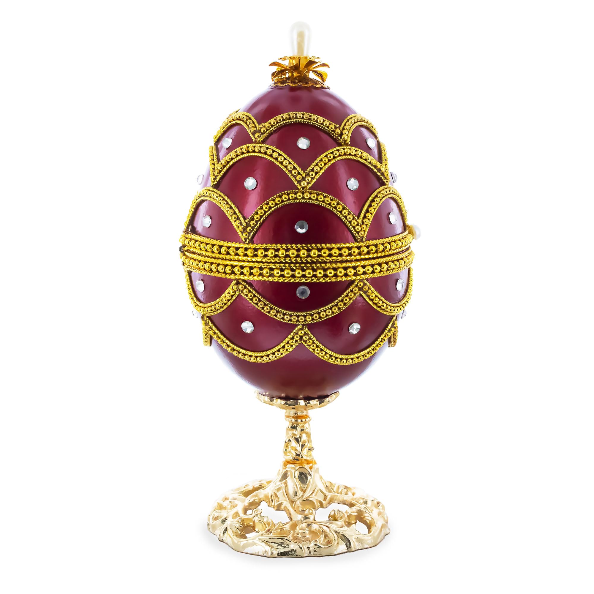 BestPysanky Real Eggshell Royal Inspired Musical Easter Egg - 5.4 Inches Hand-Painted Ukrainian Decor for Easter Celebrations, Home Decor & Gift Giving