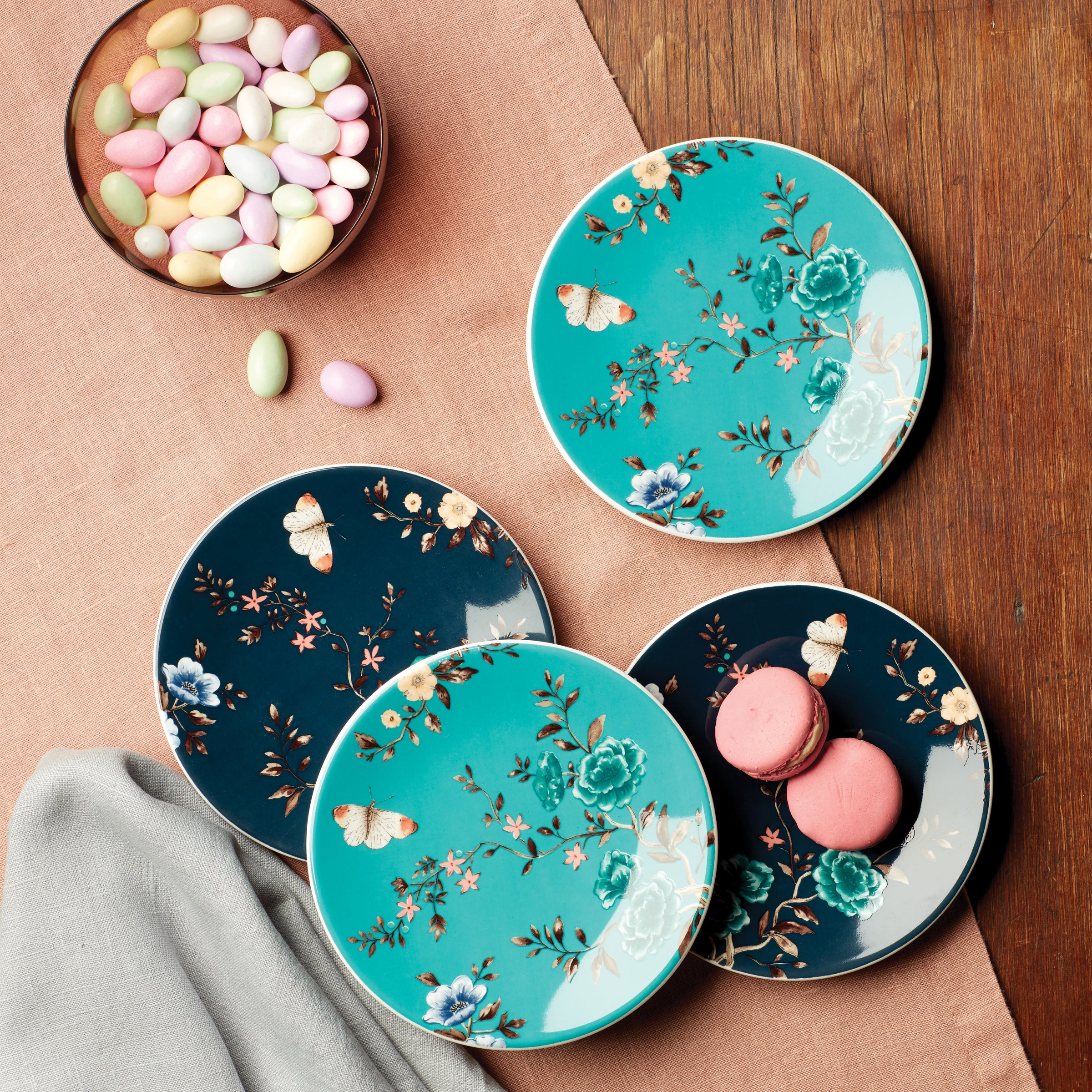 Sprig & Vine Tidbit Plates Set of 4 - Small Appetizer Dishes for Entertaining, Snacks, and Party Serving - Perfect for Charcuterie, Cheese, and Finger Foods