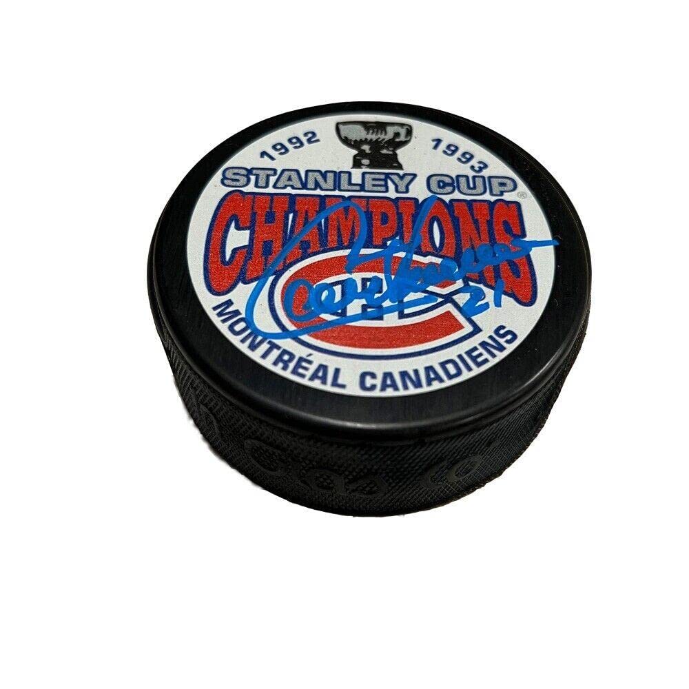 GUY CARBONNEAU Autographed 1992-93 Stanley Cup Champions Puck - Montreal Canadiens Signed NHL Hockey Collectible - Perfect for Sports Memorabilia Display & Hockey Fan Gifts