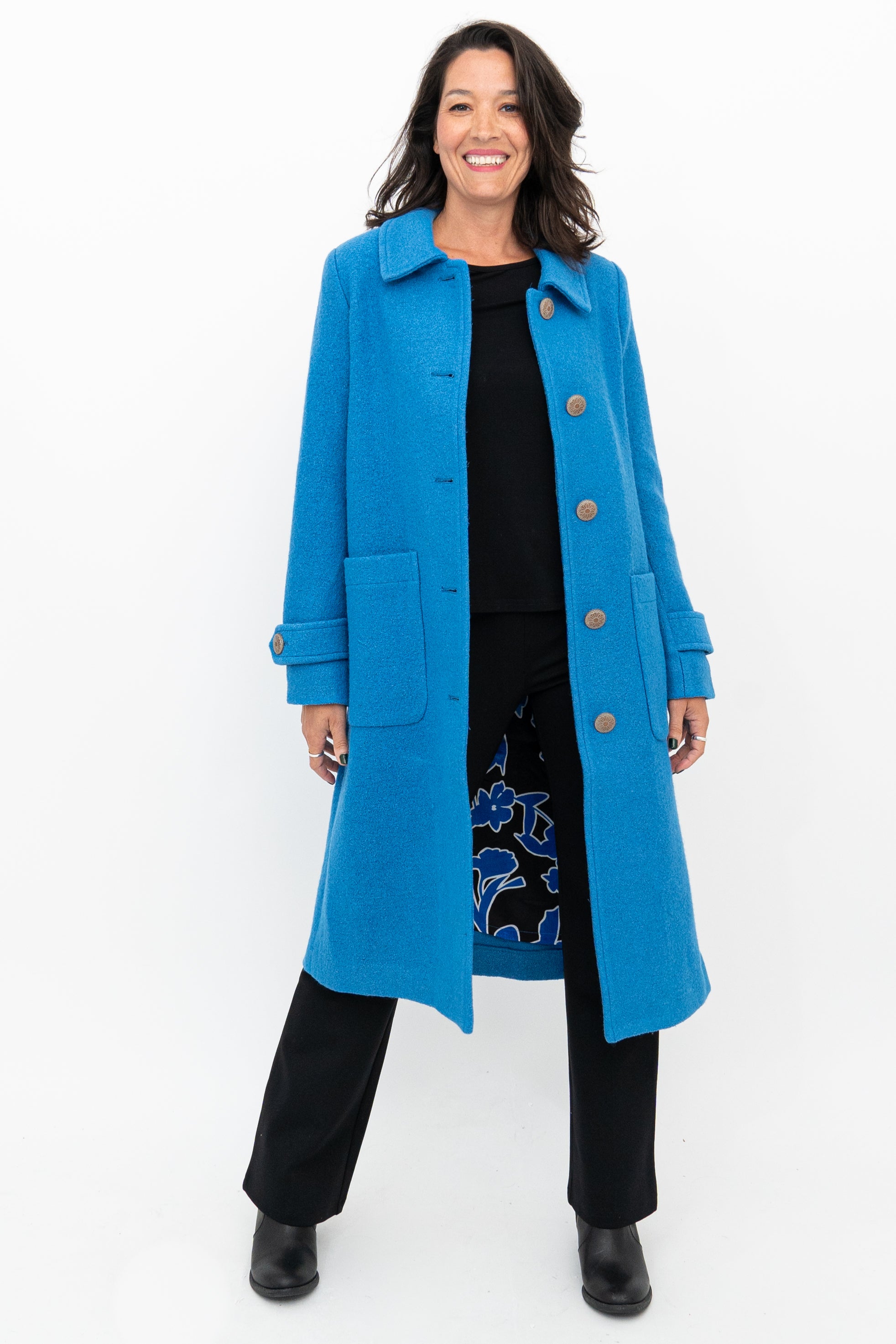 Edna Coat - Women's Crystal Embellished Boiled Wool Jacket for Fall & Winter | Elegant Outerwear for Office, Parties & Special Occasions