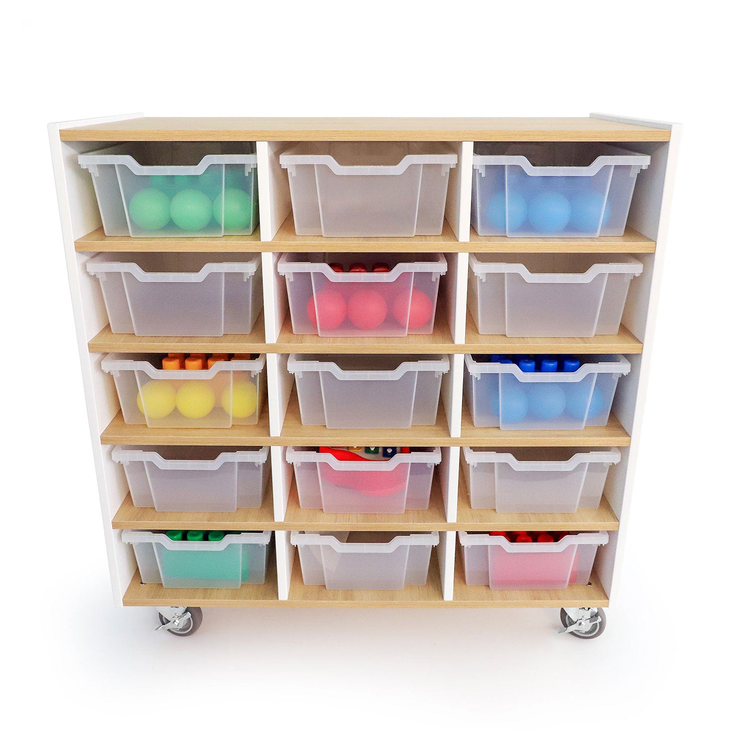 Elevated 15-Tray Mobile Cabinet WB1935 - Heavy-Duty Rolling Storage Cart for Office, Salon, or Workshop Organization