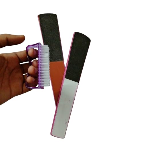 ZAUKY 2-Pack Wooden Foot File & Callus Remover - Double Sided Foot Scrubber for Dead Skin Removal with Nail Cleaning Brush - Pedicure Tools for Soft Smooth Feet at Home, Spa & Travel