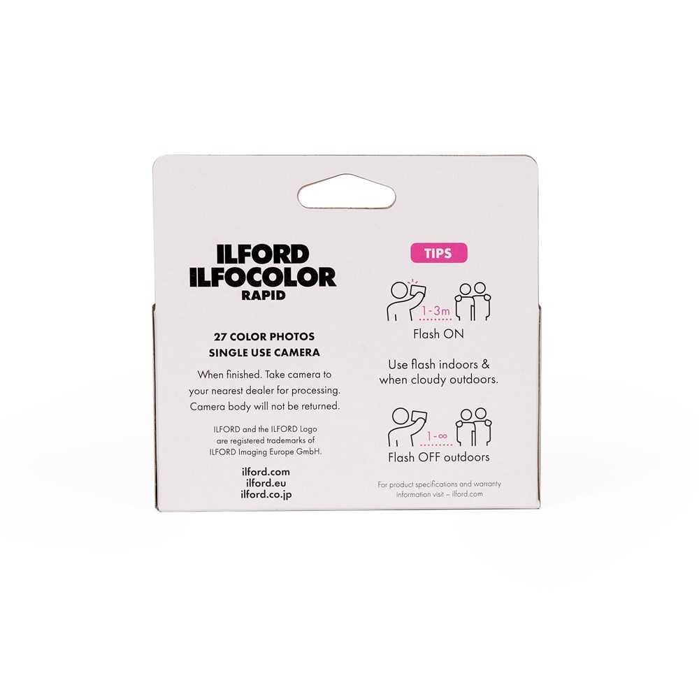 ILFORD ILFOCOLOR Disposable Camera 27 Exposures ISO 400 - Perfect for Travel, Parties & Outdoor Adventures