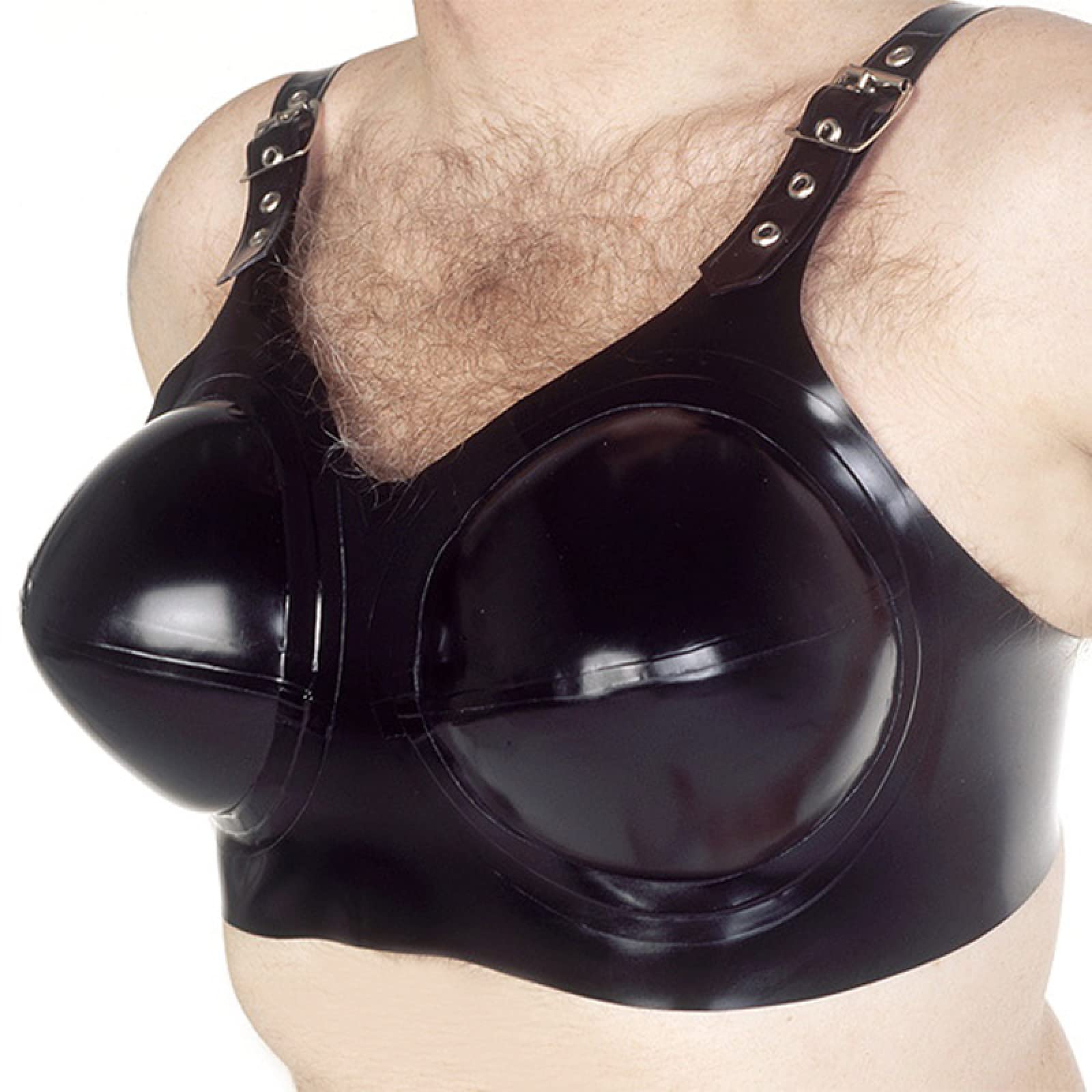 Inflatable Latex Bras & Rubber Crop Top Shirts - XXL Male Lingerie in Black | Perfect for Fetish Wear, Cosplay & BDSM Fashion