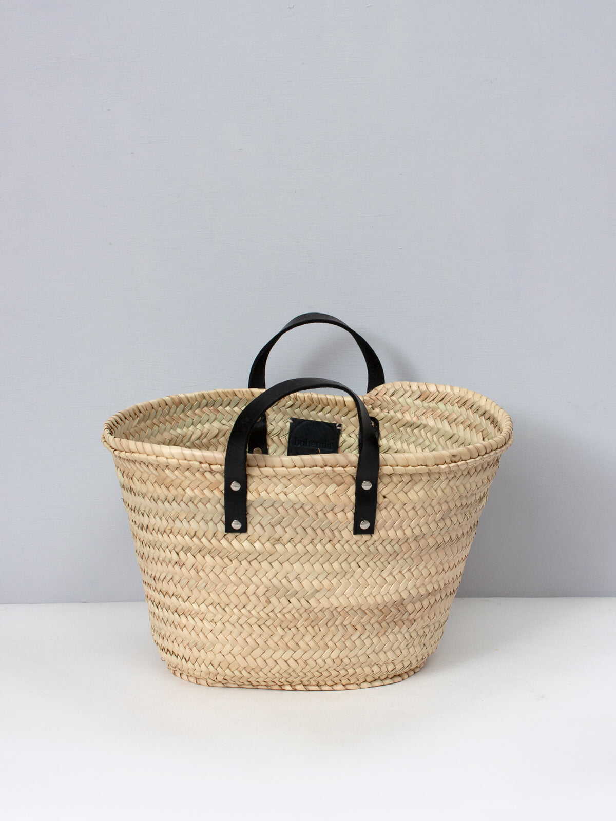 Mini Valencia Basket Bag - Black Woven Handbag for Women, Perfect for Beach, Picnic, and Summer Outings