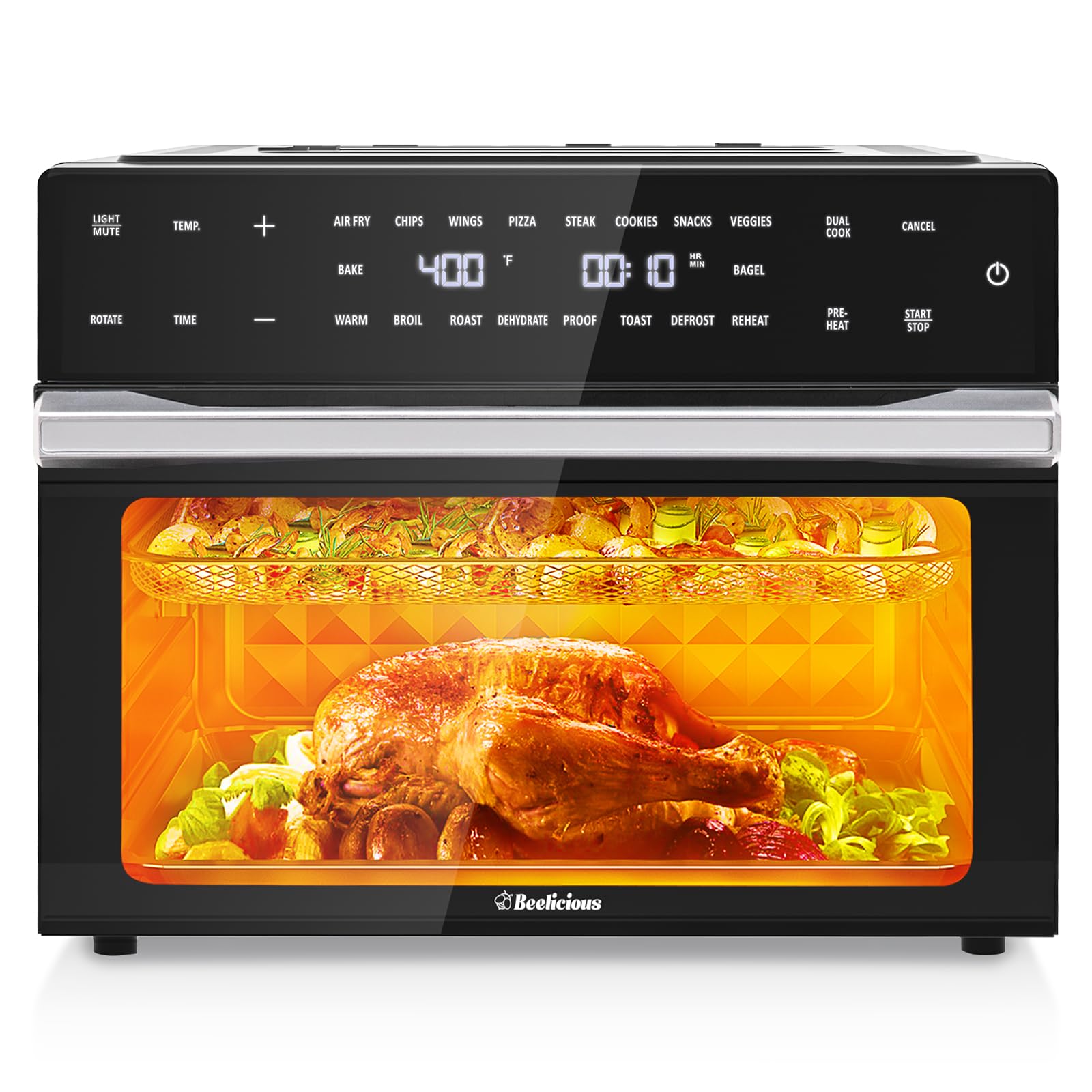 Beelicious® Pro 32QT Extra Large Air Fryer Toaster Oven Combo - 19-in-1 Digital Convection Countertop Oven with Rotisserie & Dehydrator - 1800W for 13