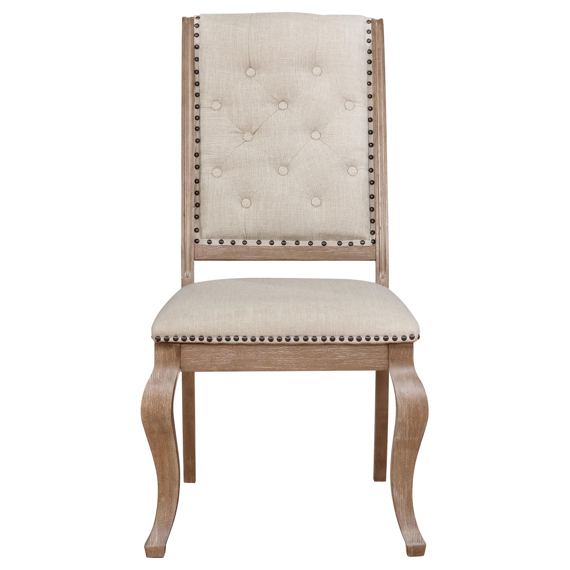 Brown Tufted Back Dining Chairs Set of 2 - Cream & Barley Upholstered Kitchen Chairs for Dining Room, Breakfast Nook or Home Office