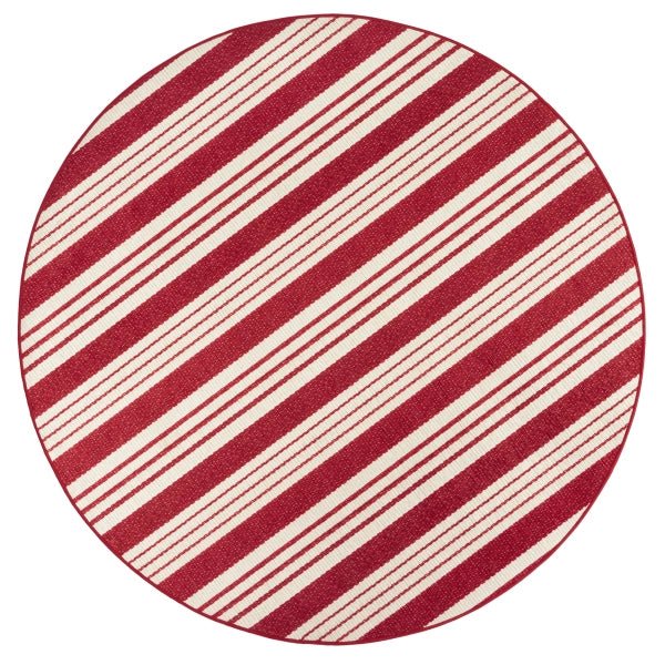 Abby Ticking Red Machine Washable Rug - Soft & Durable Indoor/Outdoor Area Rug for Living Room, Bedroom, Patio - Easy Clean Home Decor