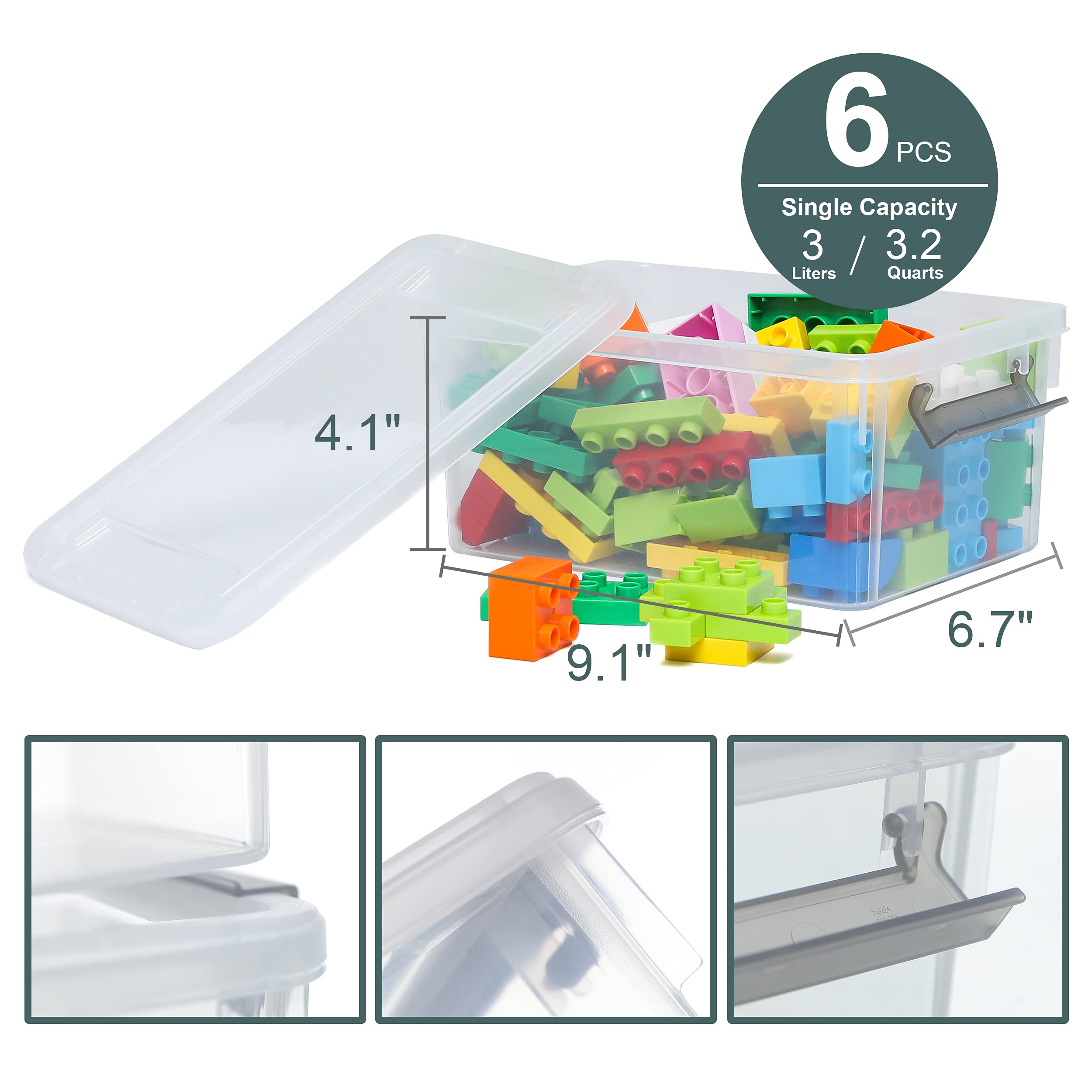 20-Pack 0.18 QT Clear Plastic Bead Organizer Boxes & 6-Pack 3.2 QT Stackable Storage Bins with Lids - Small Clear Storage Containers for Craft Beads, Jewelry Making, Office Supplies & Home Organization