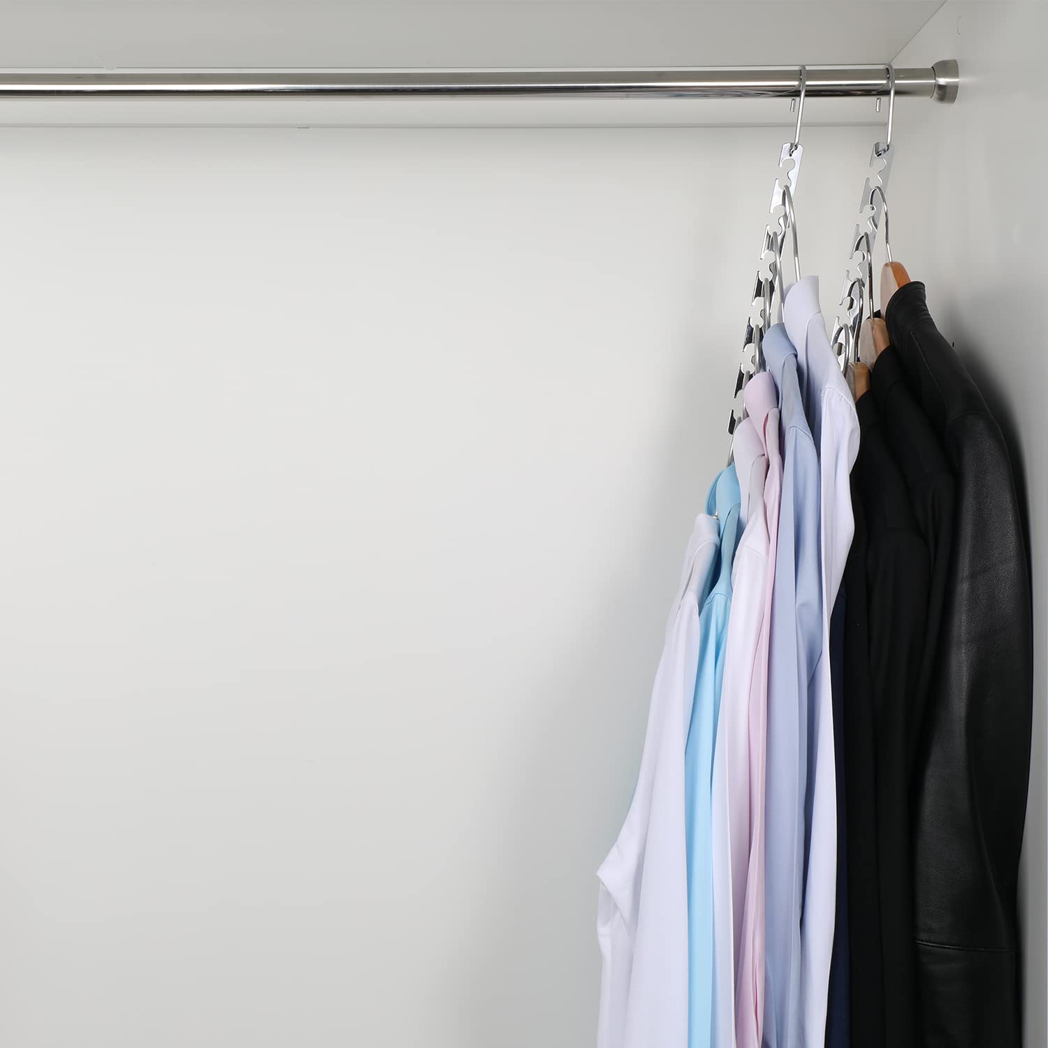 Magicool Hanger 12 Pack - Metal Cascading Closet Organizer for Shirts, Pants & Bras - Space Saving Clothes Hangers for Wardrobe Organization (Perfect for Small Closets & Dorm Rooms)