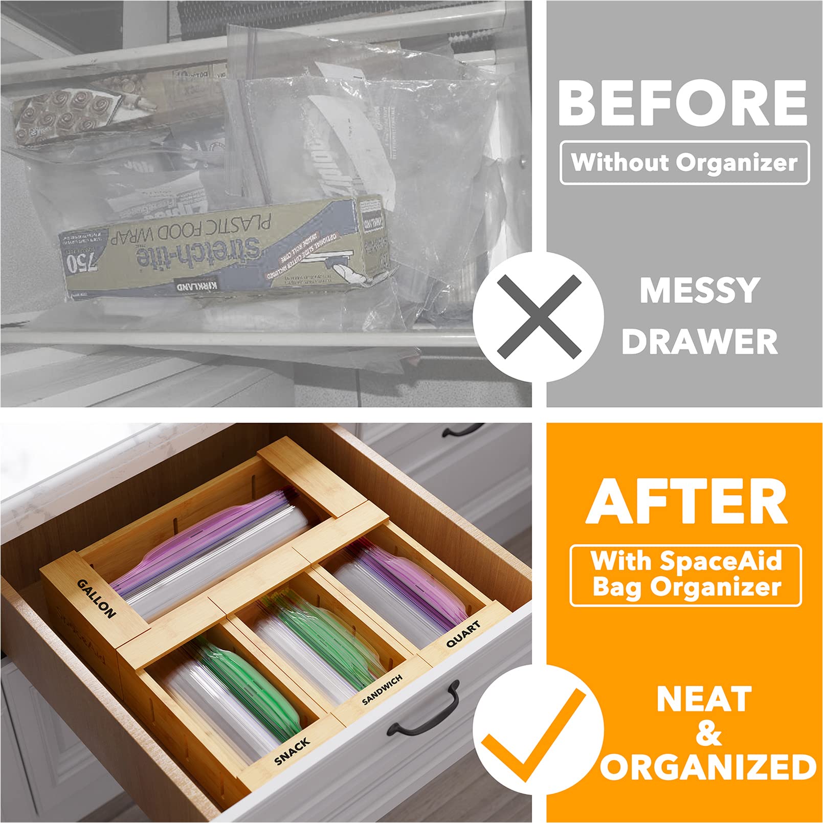 SpaceAid 28-Jar Spice Drawer Organizer with Storage Bags - 4 Pack Set for Kitchen Cabinet & Pantry Organization | Perfect for Home Chefs & Meal Prep Enthusiasts