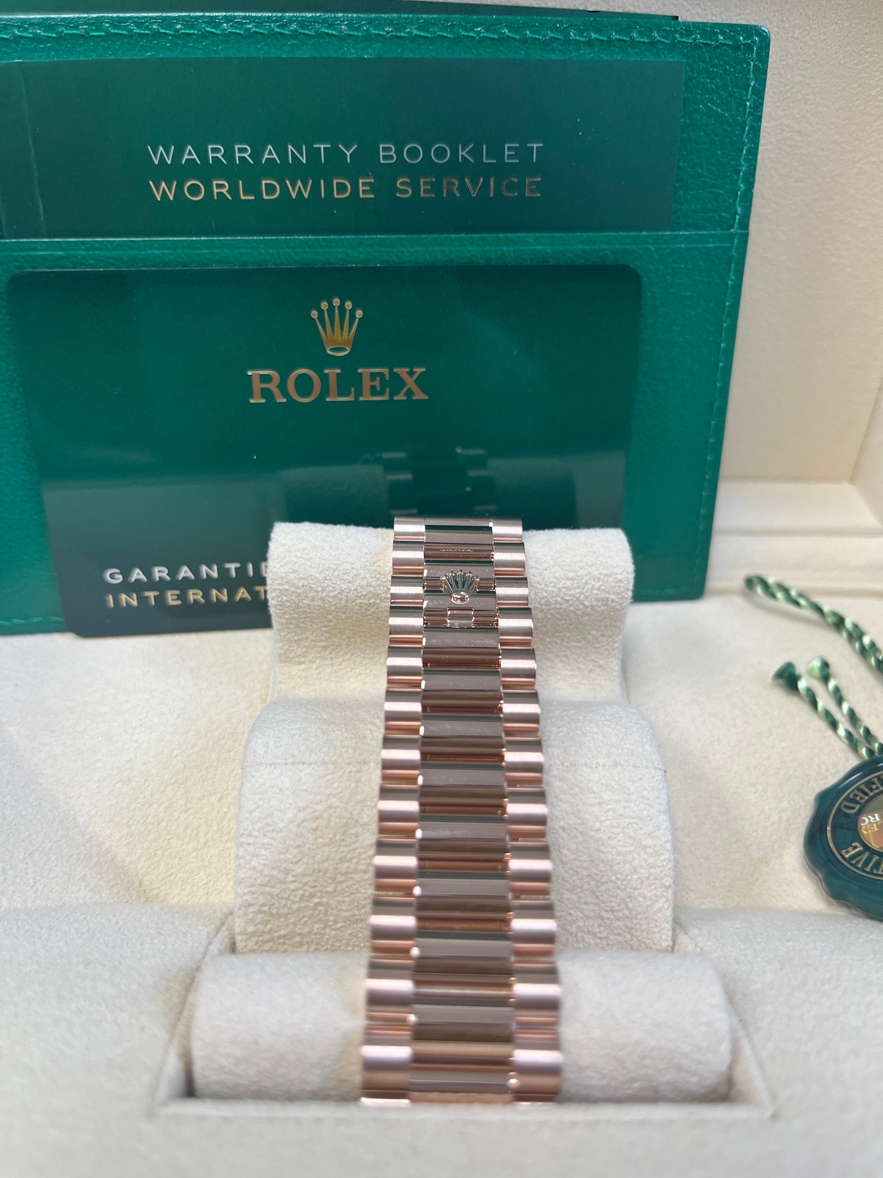 Rolex Day Date 40 Rose Gold Watch with Chocolate Roman Dial & Fluted Bezel (Ref# 228235) - Luxury Dress Watch for Business & Formal Occasions