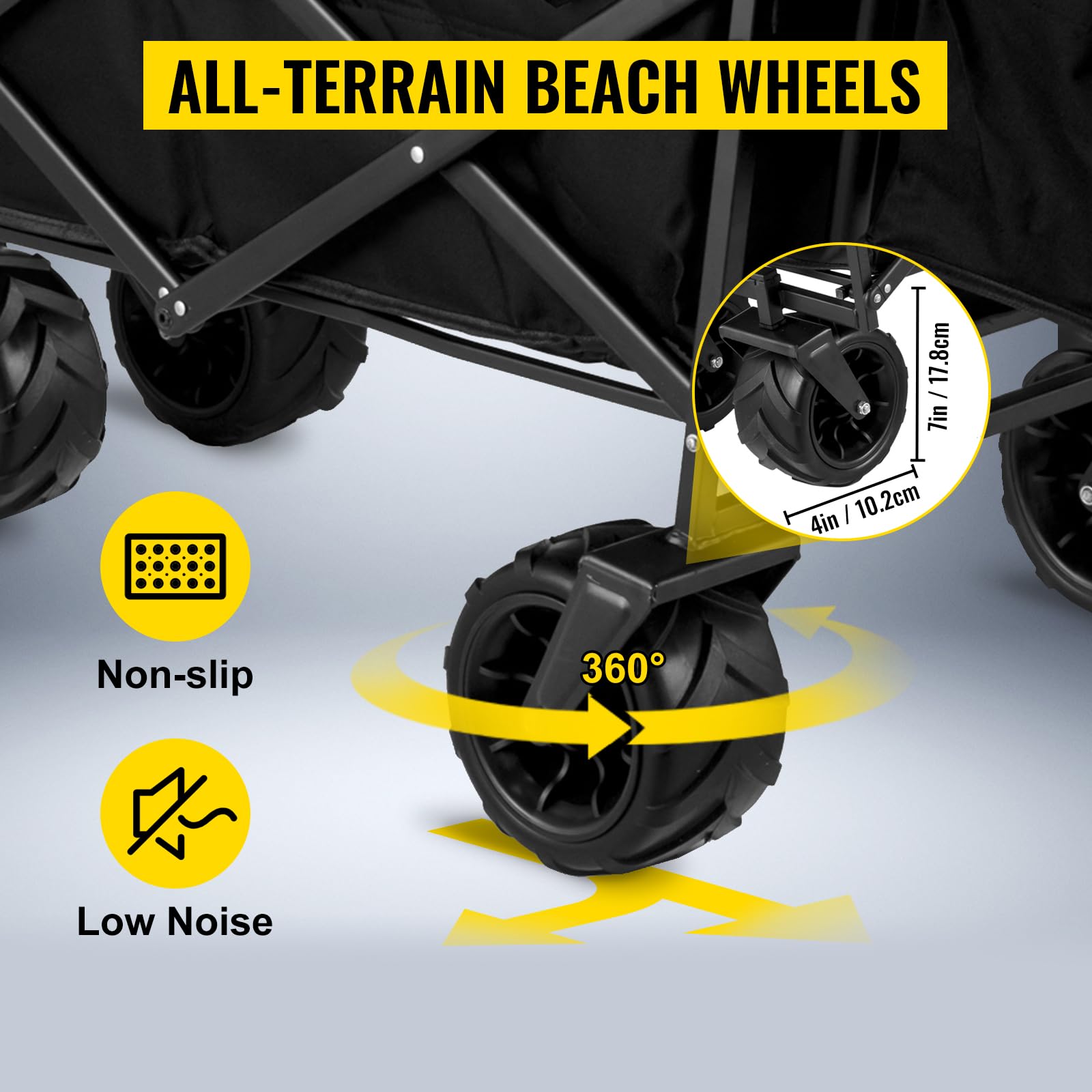 VEVOR Collapsible Wagon with Canopy - 220lbs Capacity Foldable Utility Cart with Large Wheels & Adjustable Handles - Perfect for Beach, Camping, Picnics & Outdoor Adventures