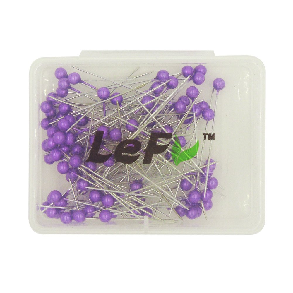 LEFV 100-Pack Purple Ball Head Quilting Pins for Sewing & Fabric Projects - Perfect for Quilting, Dressmaking, and Crafting