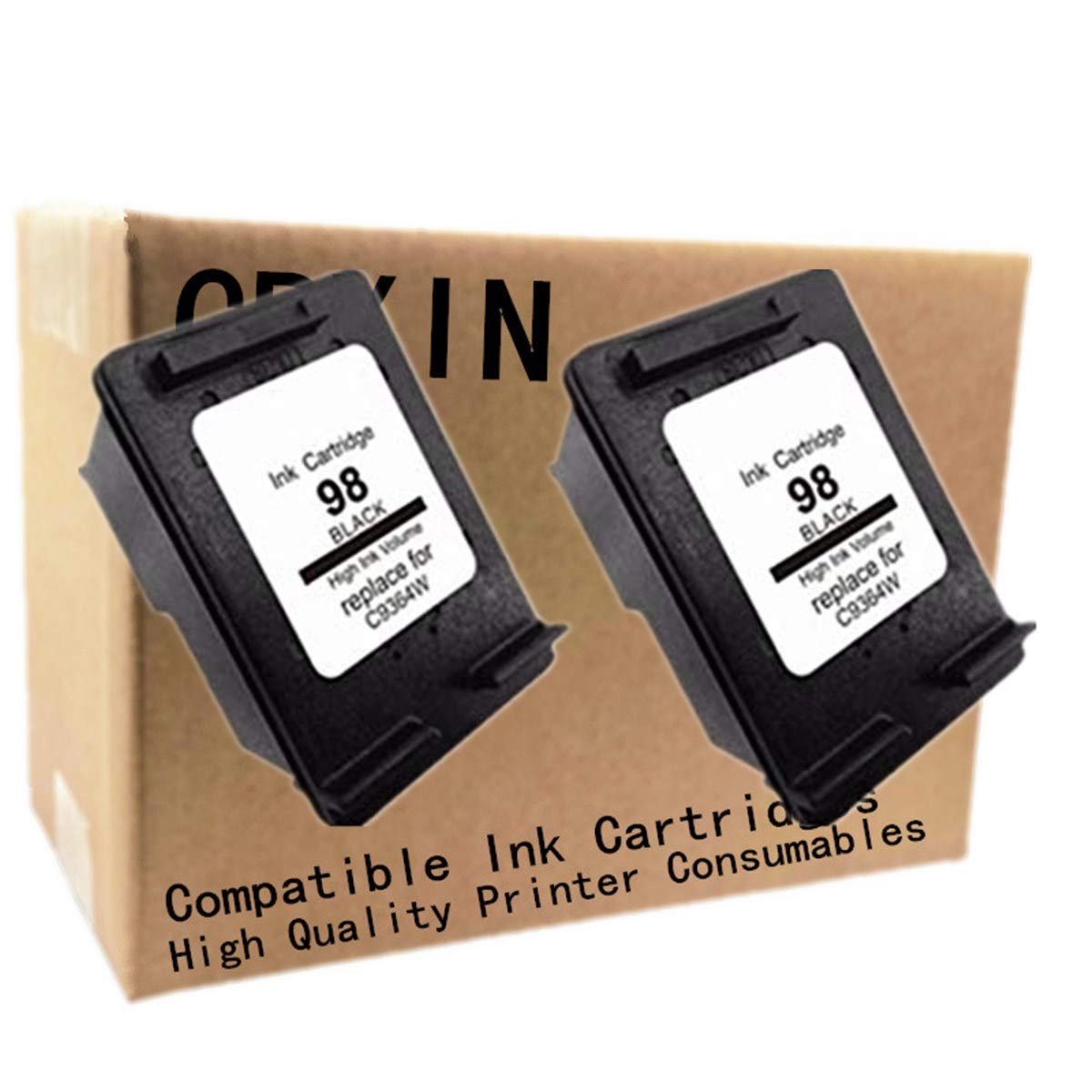 High-Quality Remanufactured HP 98XL Ink Cartridges (2-Pack) - Compatible with HP Photosmart 2570, 2600, 2608, 2700, 8000 Series & 8750 Printers - Perfect for Home Office Printing & School Projects