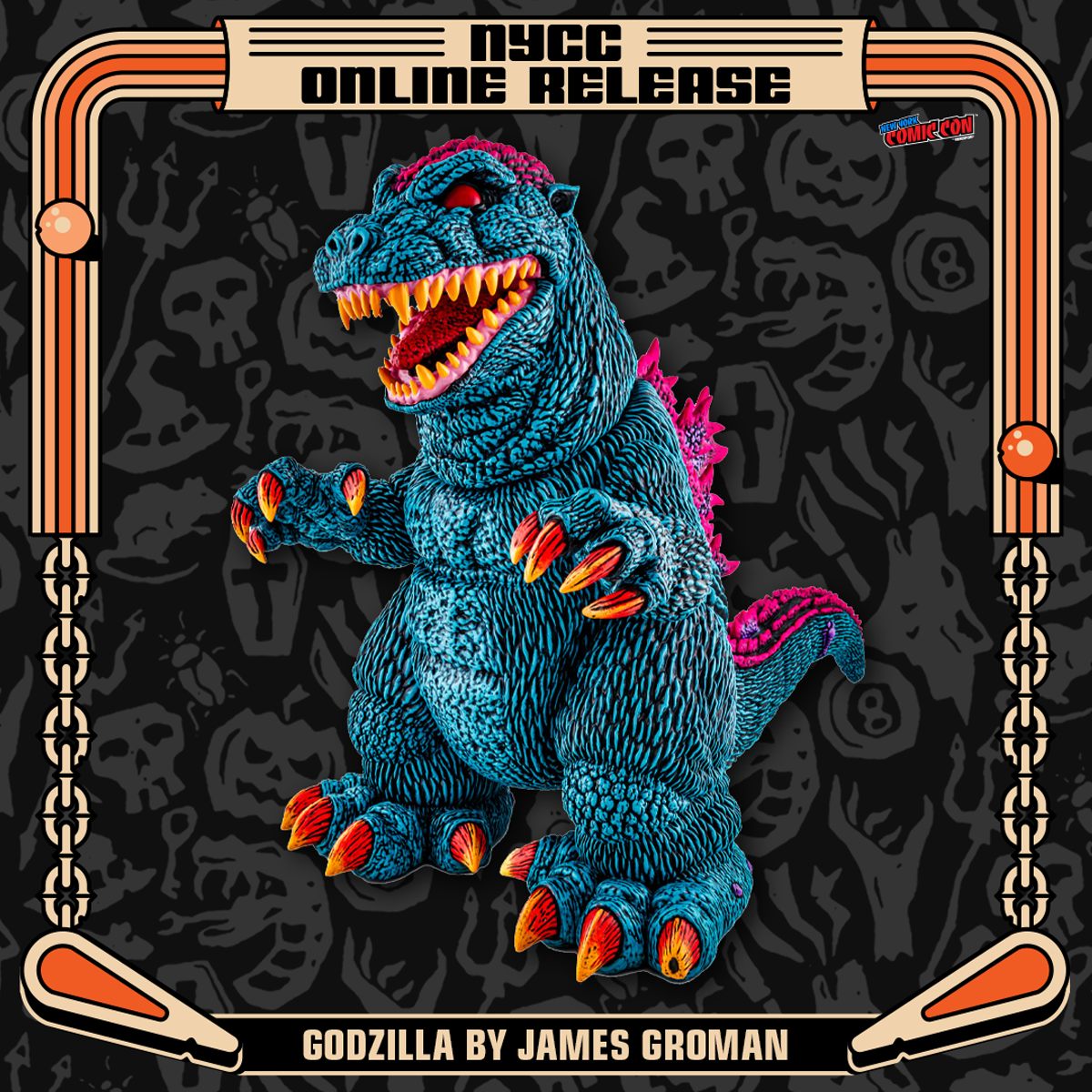 Godzilla Designer Vinyl Figure by James Groman - Psychedelic Variant Collectible Toy | Perfect for Anime Fans, Pop Culture Collectors & Home Office Decor