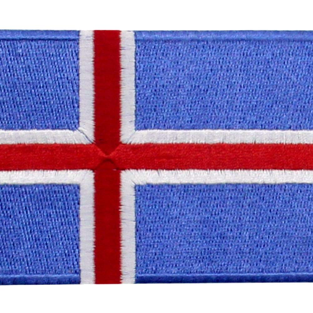 Iceland Flag Patch - Embroidered Iron On & Sew On Applique for Icelandic National Emblem - Perfect for Backpacks, Jackets & DIY Crafts
