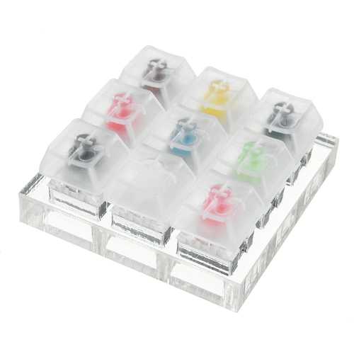 Kailh BOX Switch Tester - 9 Key Mechanical Keyboard Switch Sampler with Acrylic Base & Clear Keycaps for Gaming, Typing & DIY Keyboard Builds