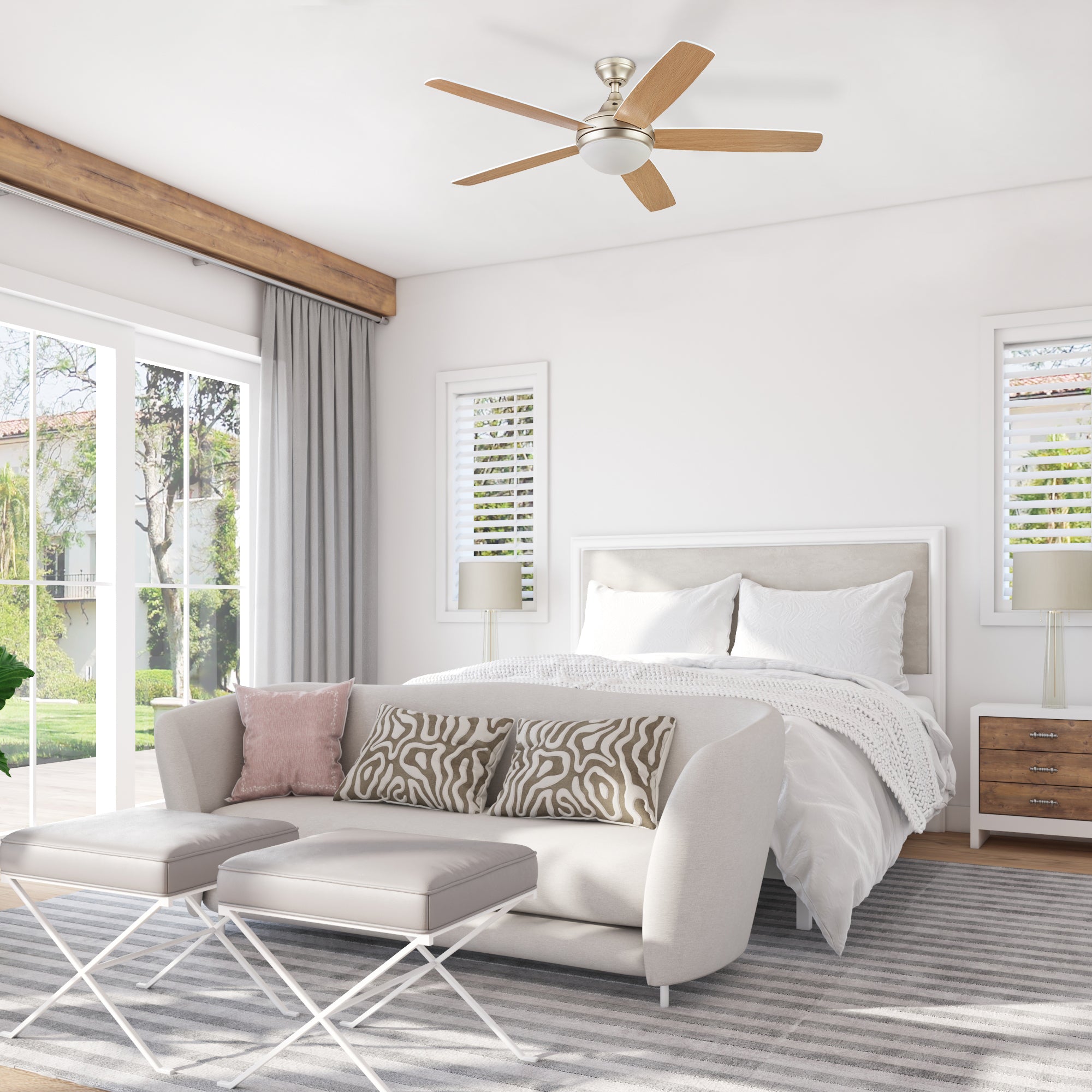 52 Inch Ashby Soft Gold Ceiling Fan with Remote Control - Perfect for Living Room, Bedroom, and Outdoor Patio Cooling