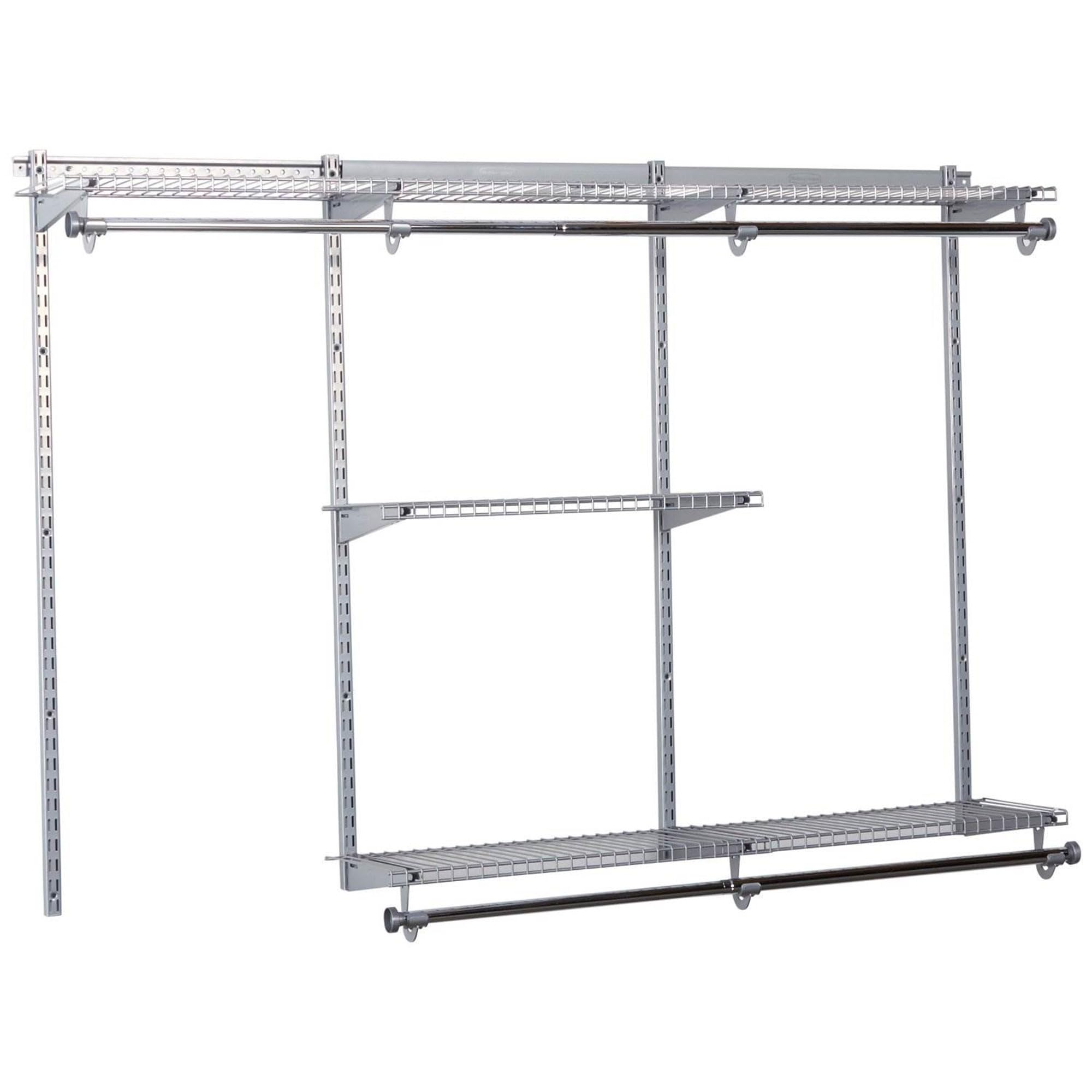 Rubbermaid Configurations Custom Closet Kit - 3 to 6 Ft Adjustable Metal Wire Shelving System with Titanium Finish | Expandable Storage Organizer for Home Closet, Pantry, Laundry Room & Mudroom | Easy Installation with Included Hardware | Perfect for Small Spaces & Home Organization