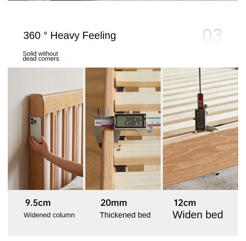 Solid Oak Wood Grille Bed - Small Soft Bed Frame for Cozy Bedrooms | Perfect for Kids Rooms, Guest Rooms & Small Spaces