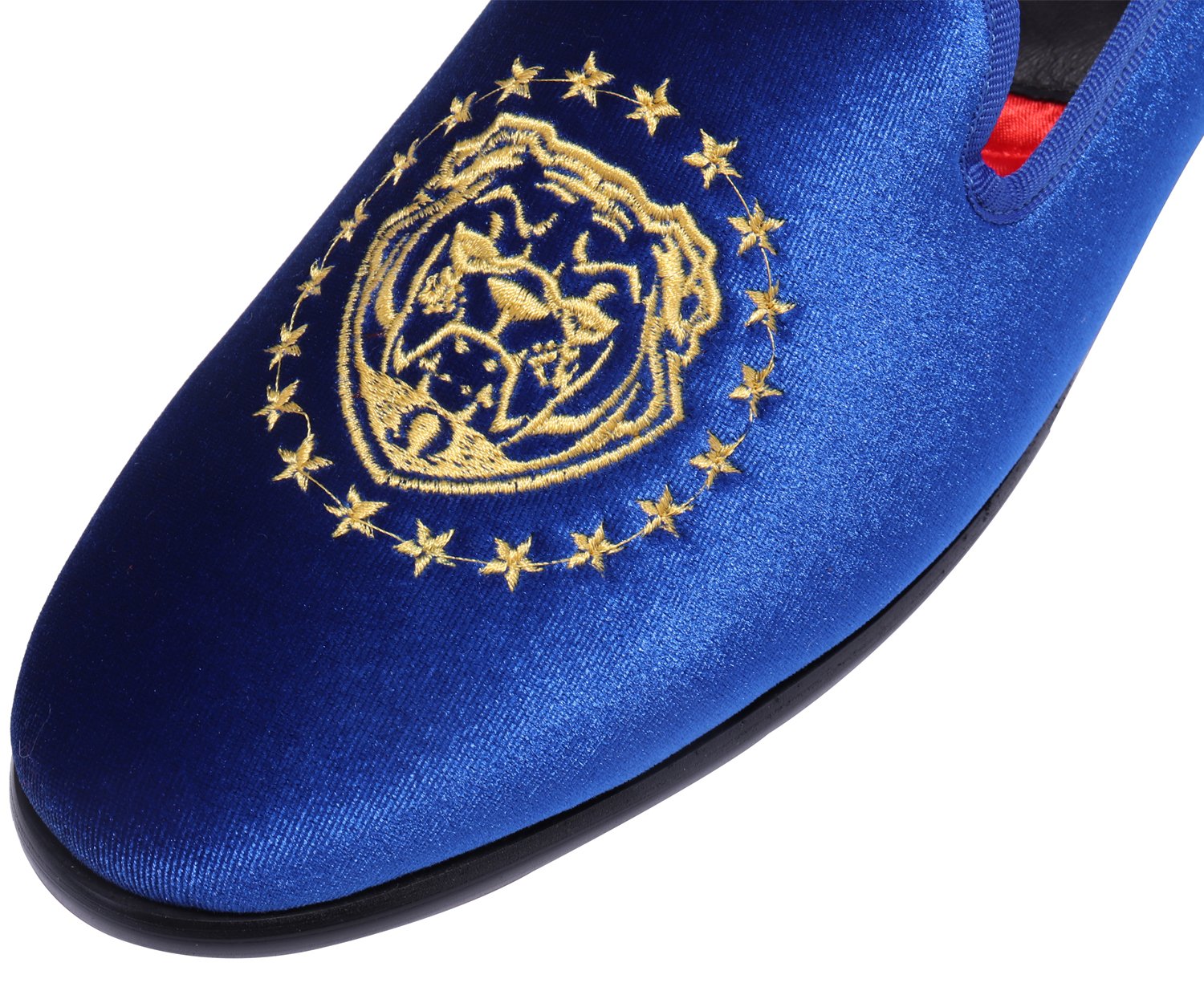 ELANROMAN Men's Velvet Loafers - Embroidered Formal Shoes for Wedding, Prom & Party | Comfortable Slip-On Dress Shoes for Special Occasions