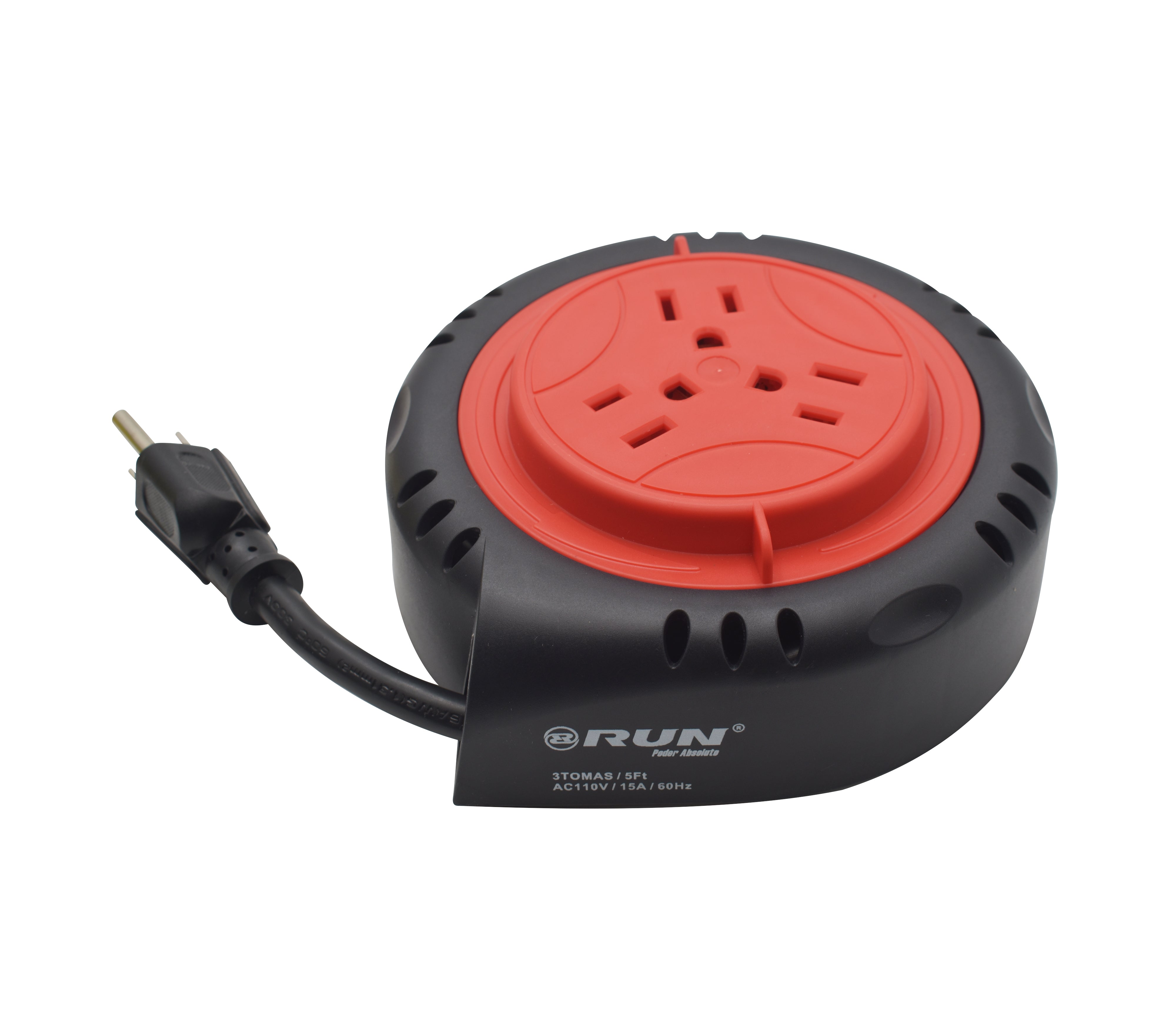 3-Outlet Round Extension Cord 1.5m (5ft) - Heavy Duty Power Strip for Home, Office & Workshop Use