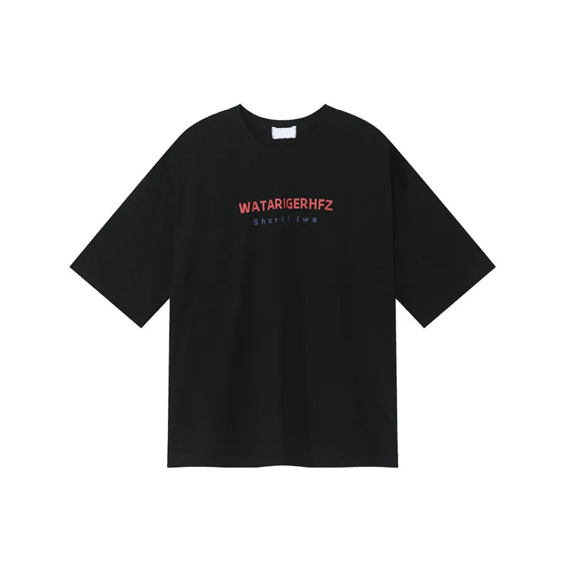 American Style Men's T-Shirts - Round Neck Short Sleeve Cotton Tees with Letter Print | Trendy Summer Casual Wear for Everyday Outfits & Street Fashion