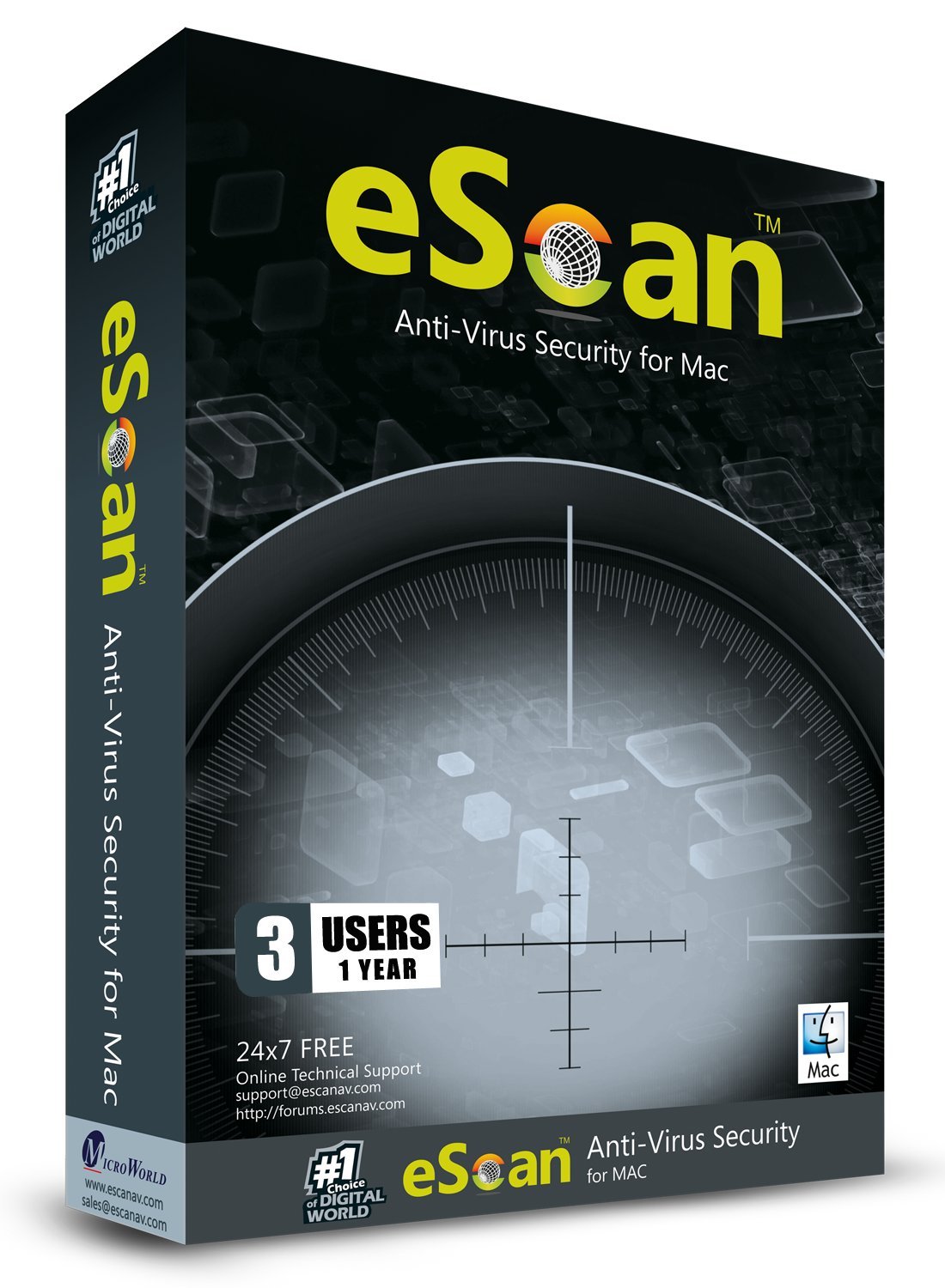 eScan Anti-Virus Security Software for Mac - 3 Users, 1 Year Subscription | Protect Your MacBook, iMac from Viruses & Malware | Home & Office Use