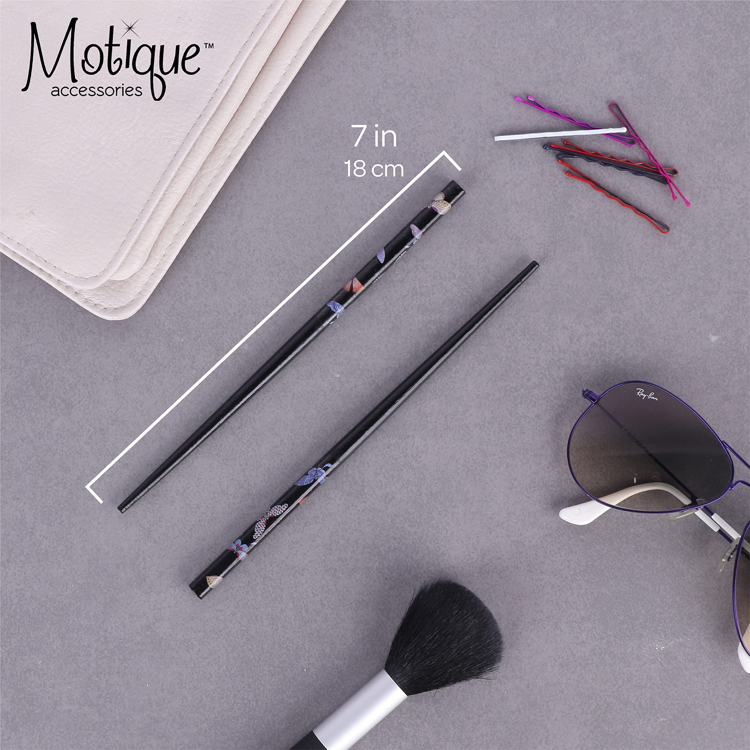 4PCS Elegant Black Hair Sticks with Butterfly Design for Women - Perfect for Updos, Bun Hairstyles, and Special Occasions