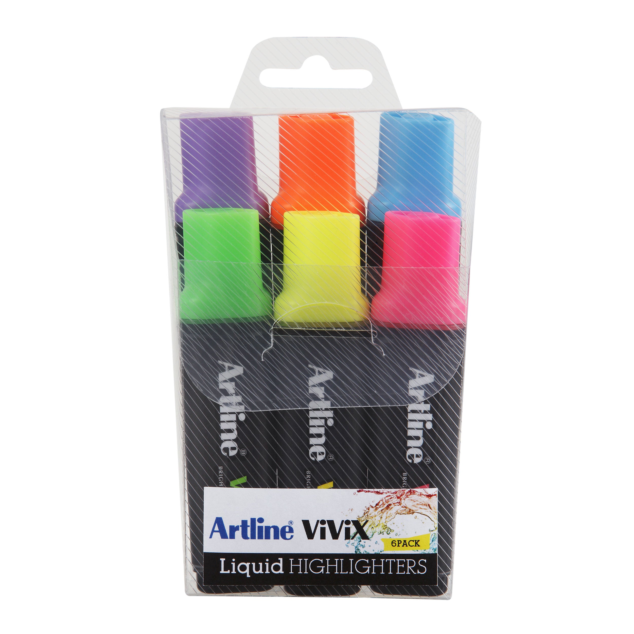 Artline Vivix Highlighter Set of 6 - Bright Fluorescent Colors for School, Office & Study Notes - Perfect for Bookmarking, Organizing & Creative Projects