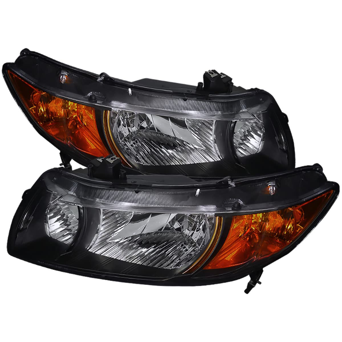 06-11 Honda Civic 2-Door Black Headlight Assembly Pair - Left & Right Replacement Lamps for Improved Night Visibility | Perfect for Daily Commuting & Night Driving Safety