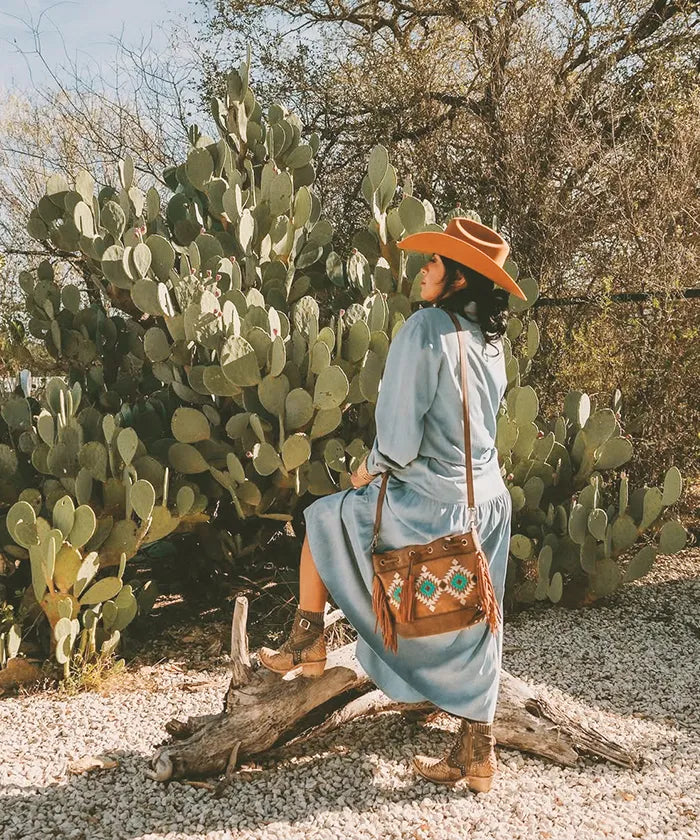 Montana West Aztec Fringe Bucket Bag Set for Women - Stylish Leather Crossbody Purse with Adjustable Strap, Perfect for Travel, Shopping & Everyday Use
