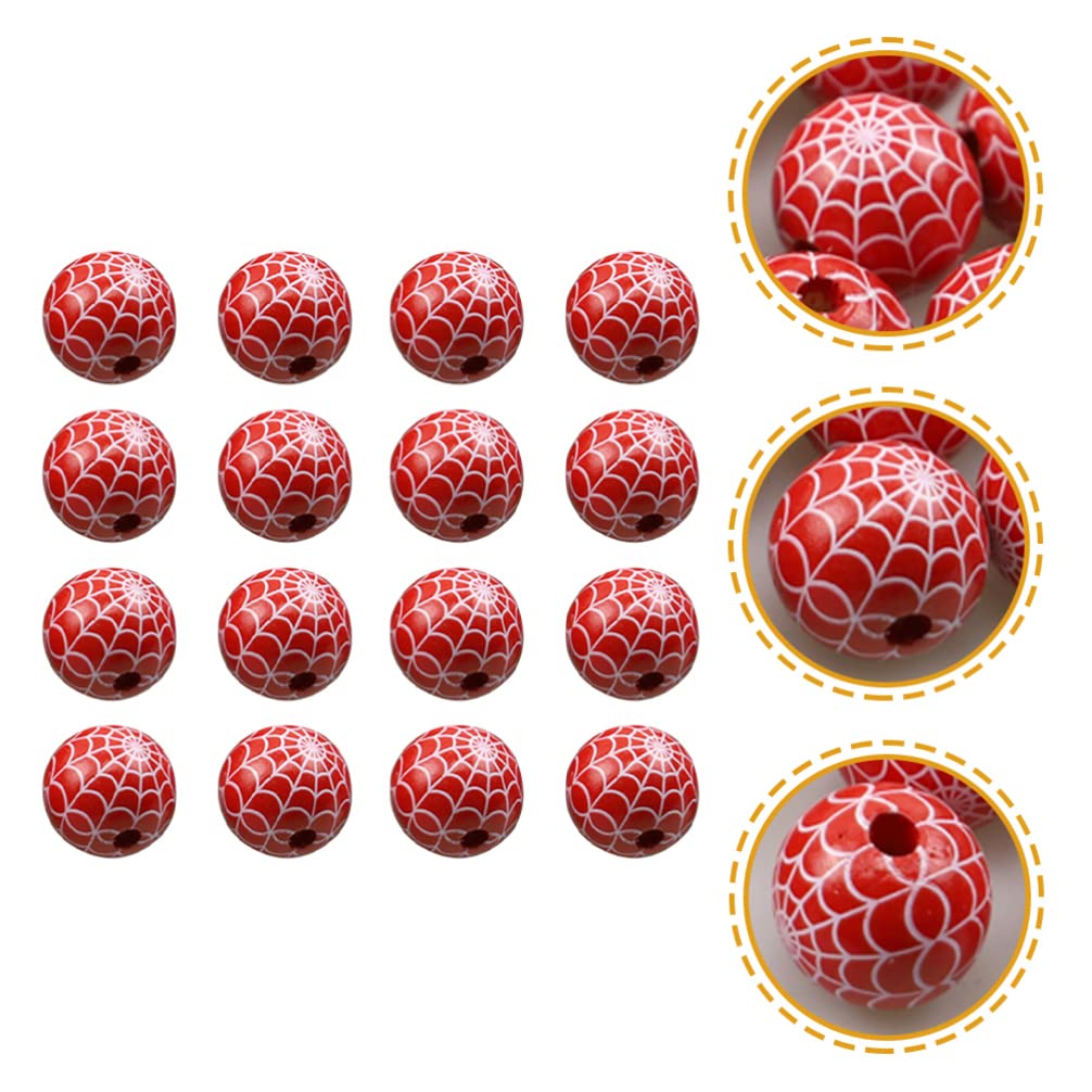 30pcs Halloween Cobweb Wood Beads - Round Polished DIY Craft Beads for Jewelry Making, Costume Accessories & Home Decor