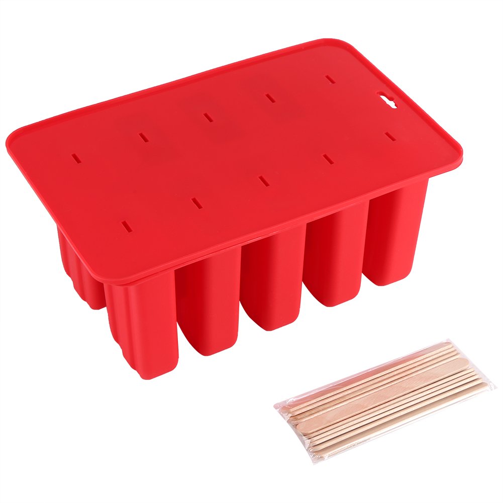 10-Cell Silicone Popsicle Molds with Lid - BPA Free Ice Cream & Frozen Treat Maker for Kids & Adults - Perfect for Summer Snacks, DIY Desserts, and Party Treats