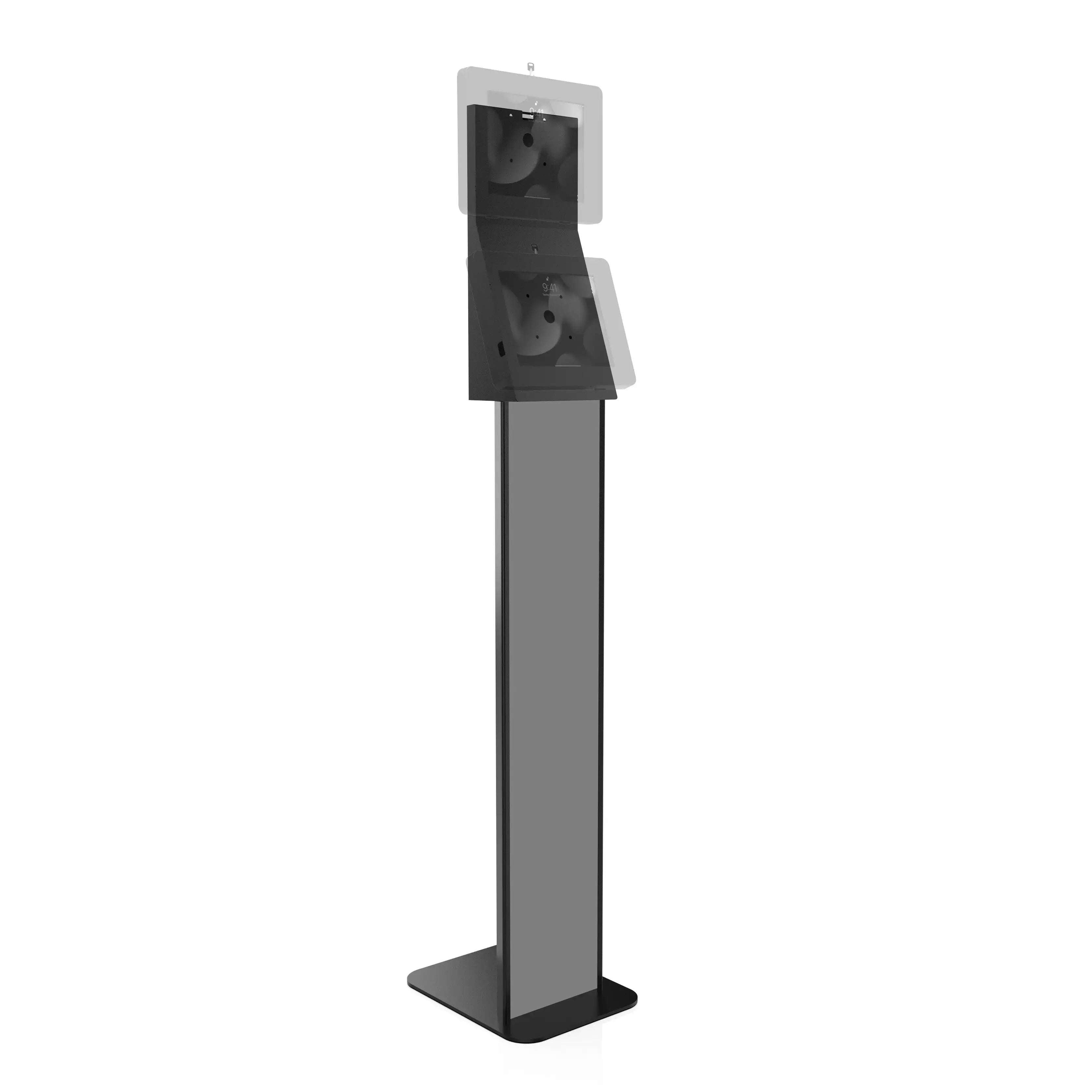 Dual Security Enclosure Desk Mount with Storage Compartment - Heavy Duty Monitor Stand for Office & Home Workspace Organization