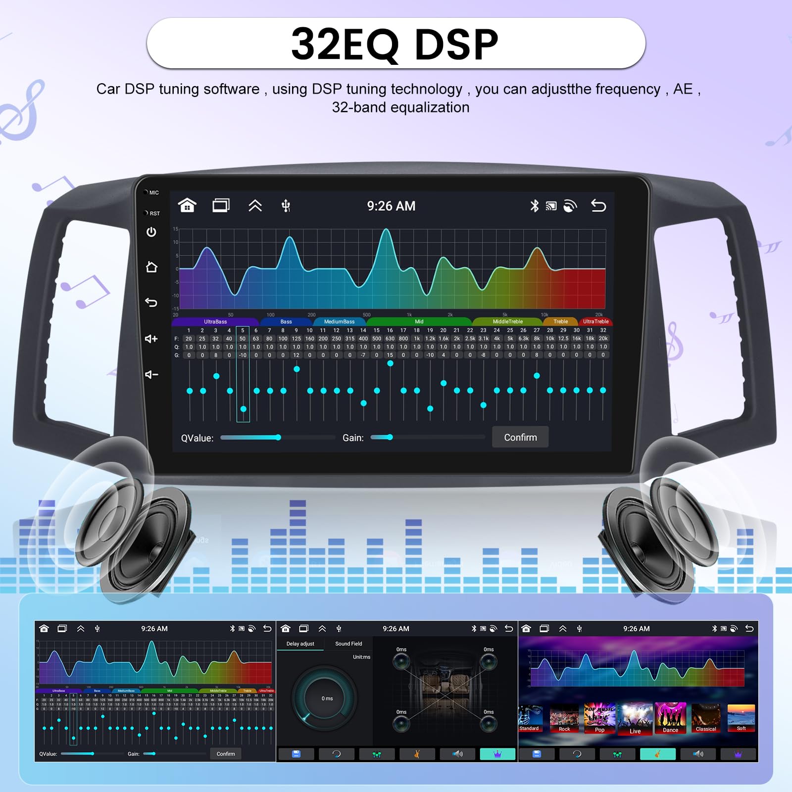 8-Core 4+64GB Android Car Stereo for Jeep Grand Cherokee 2004-2007 - 10.1 Inch IPS Touchscreen (1280x720) - Wireless CarPlay & Android Auto - DSP 32EQ / WiFi/GPS + AHD Backup Camera - Upgrade Your Ride with Smart Navigation & Entertainment