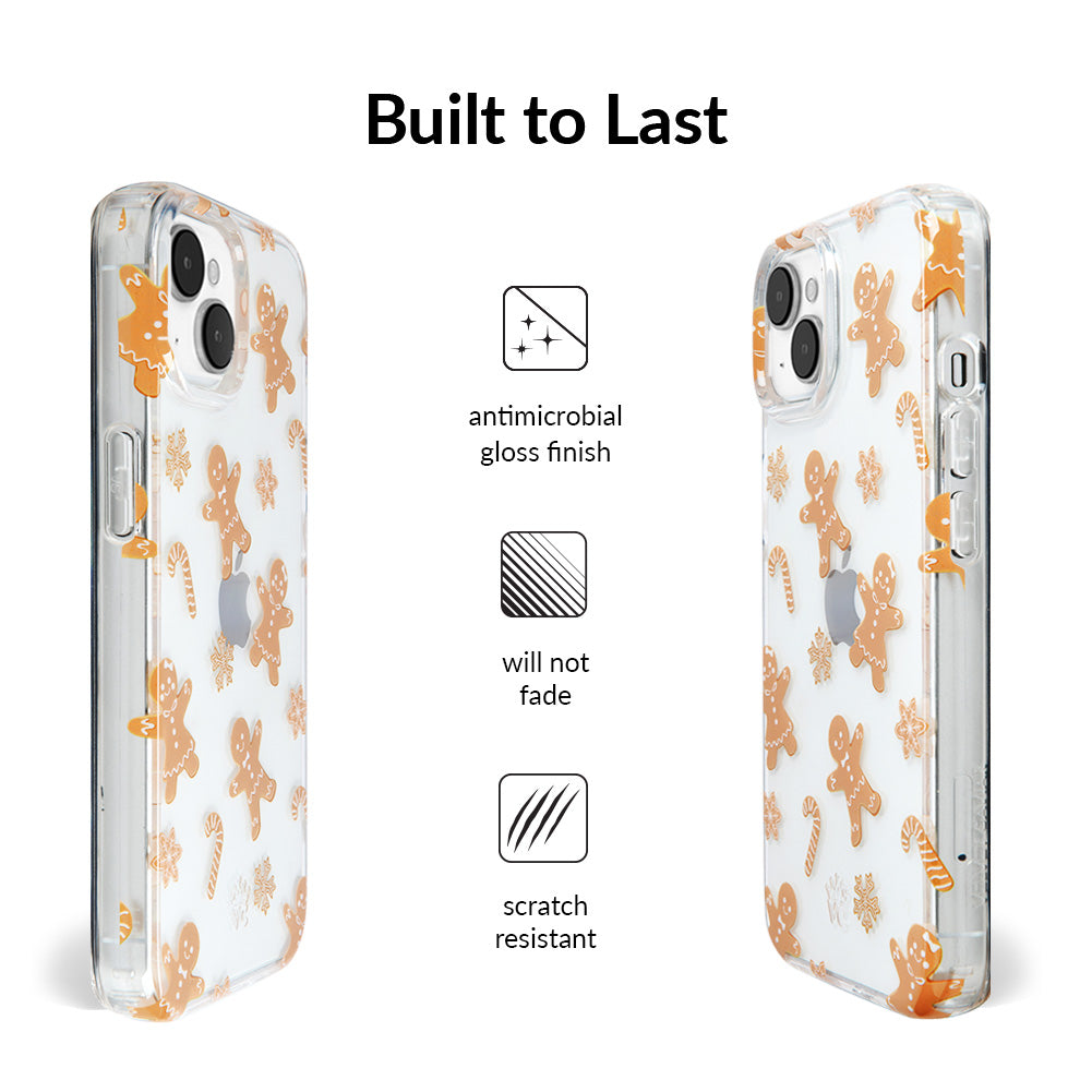 Festive Holiday Gingerbread Clear iPhone Case - Cute Christmas Design for iPhone 13/14/15/Pro/Max - Perfect for Christmas Gifts & Winter Celebrations