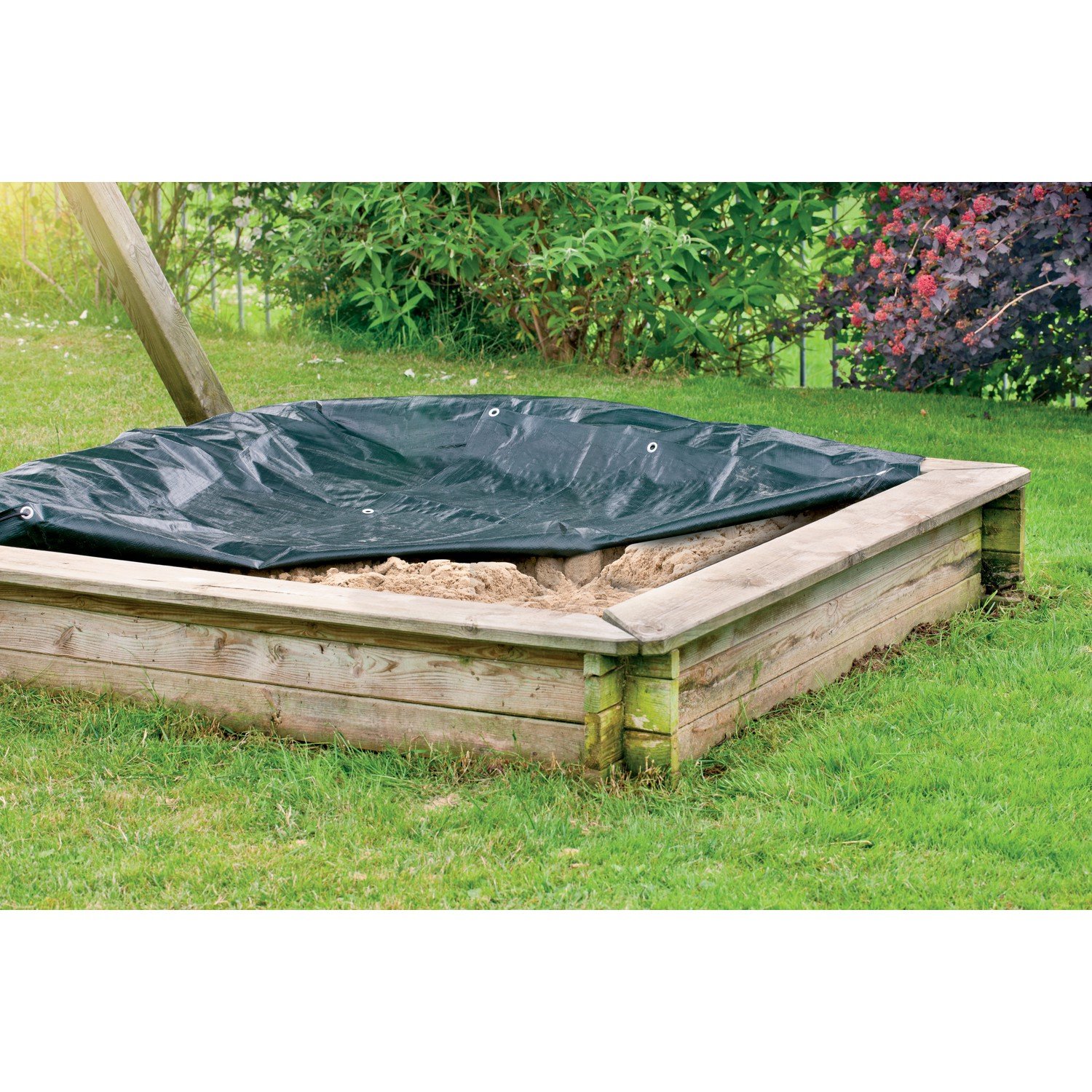 1.4m x 1.4m Green Sandbox Cover - Durable Sand Pit Cover for Kids Play Area - Perfect for Outdoor Sandbox Protection & Playground Safety
