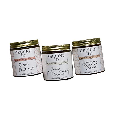 GROUND UP PDX Chunky Nut Butter - Almond & Cashew Butter Spread - Peanut-Free, Dairy-Free, Gluten-Free, Vegan Snack - Trio Tasting Flight - Perfect for Toast, Smoothie Bowls & Healthy Snacking