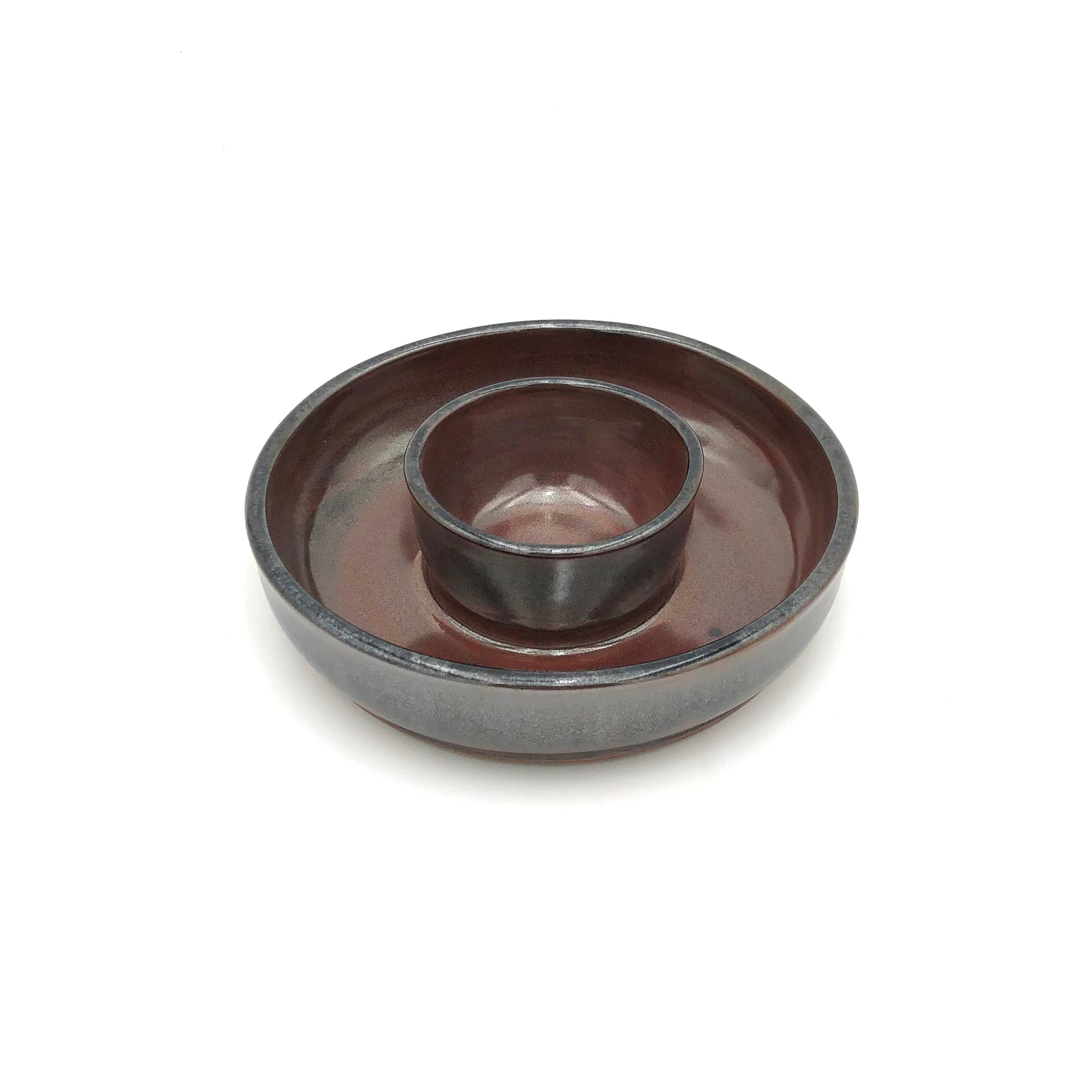 Coburn Small Brown Chip and Dip Serving Tray - Perfect for Parties, Snacks, and Entertaining Guests